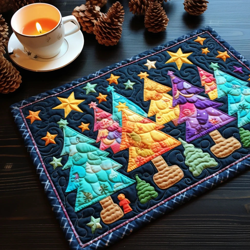 Christmas Tree Quilted Placemat Holiday Placemats Great Father's Day Gifts