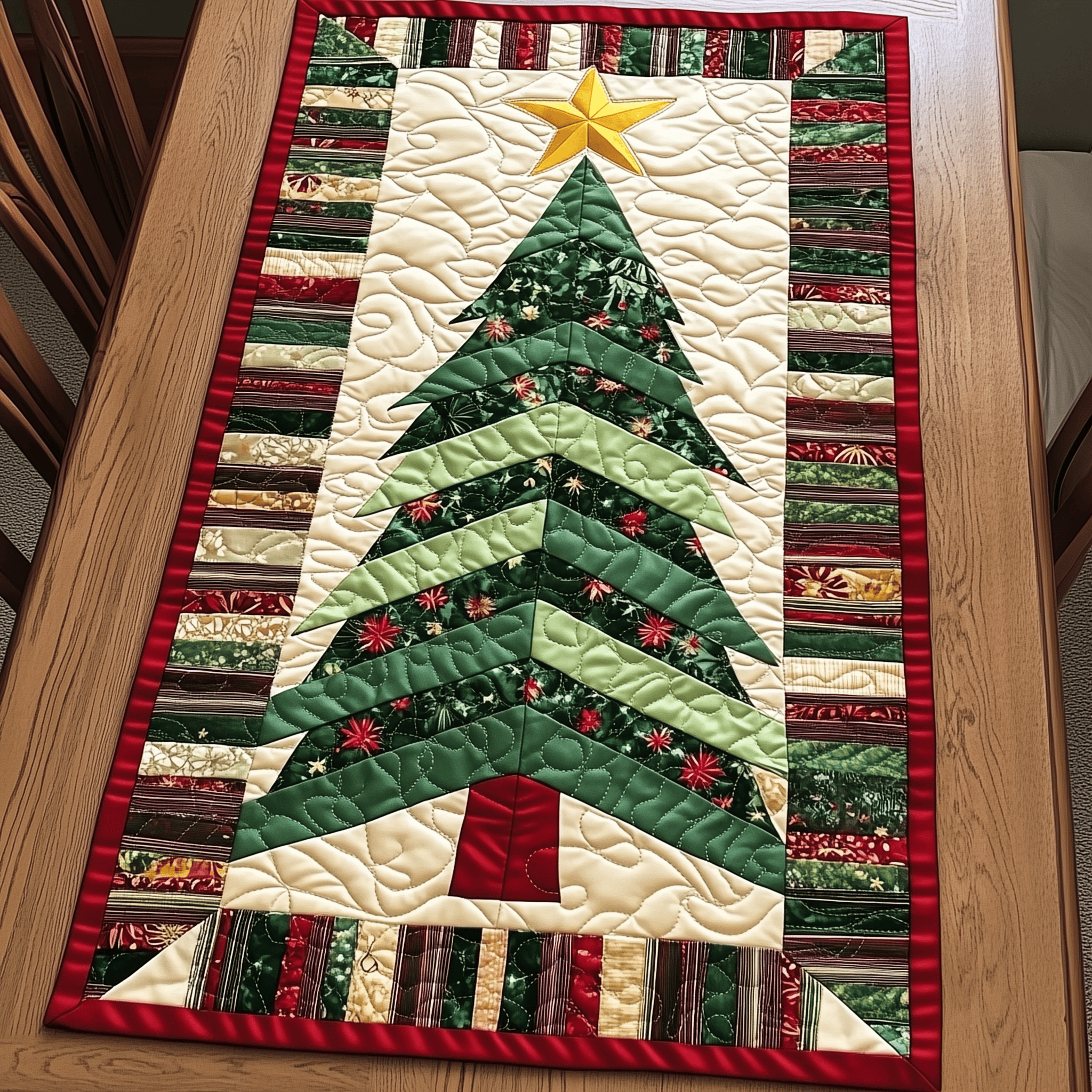 Christmas Tree Quilted Table Runner Holiday Dining Christmas Table Runner Xmas Indoor Decorations Gifts