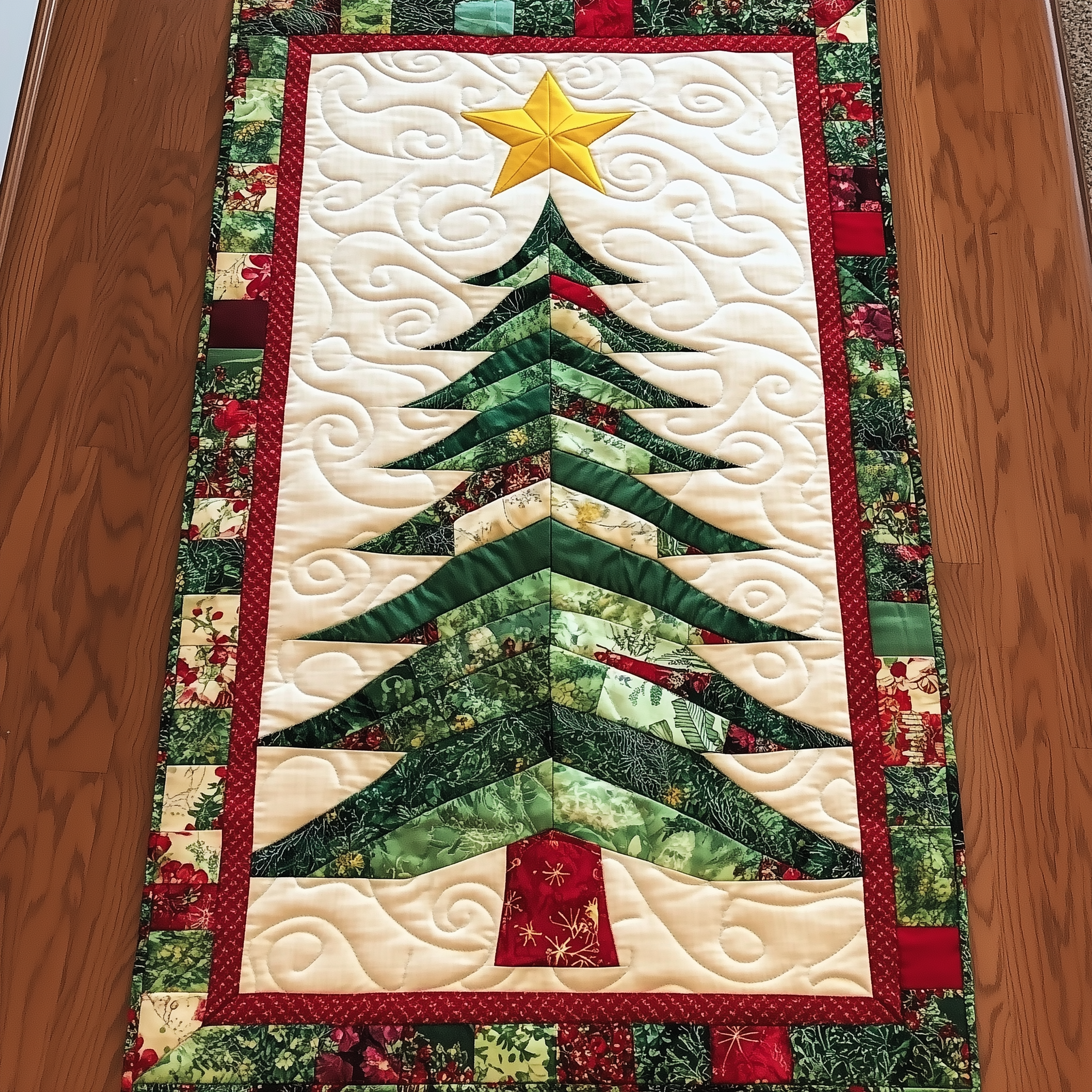 Christmas Tree Quilted Table Runner Holiday Dining Christmas Table Runner Xmas Indoor Decorations Gifts
