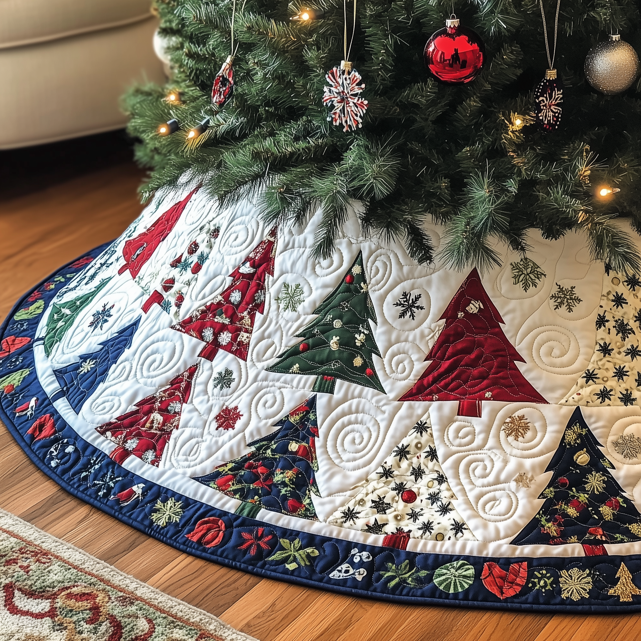 Christmas Tree Quilted Tree Skirt Adorable Easter Gift Merch