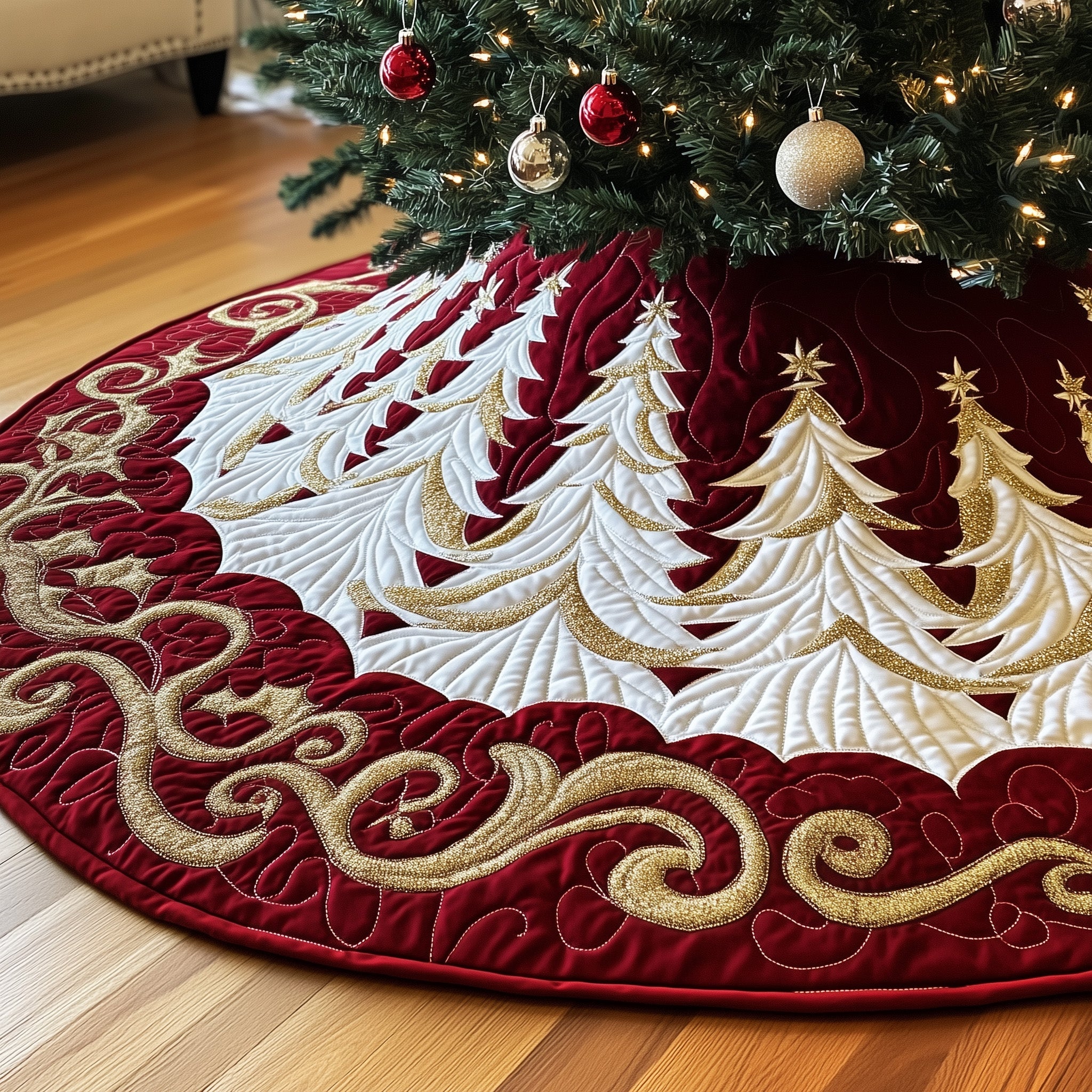 Christmas Tree Quilted Tree Skirt Best Gift Merch For Him