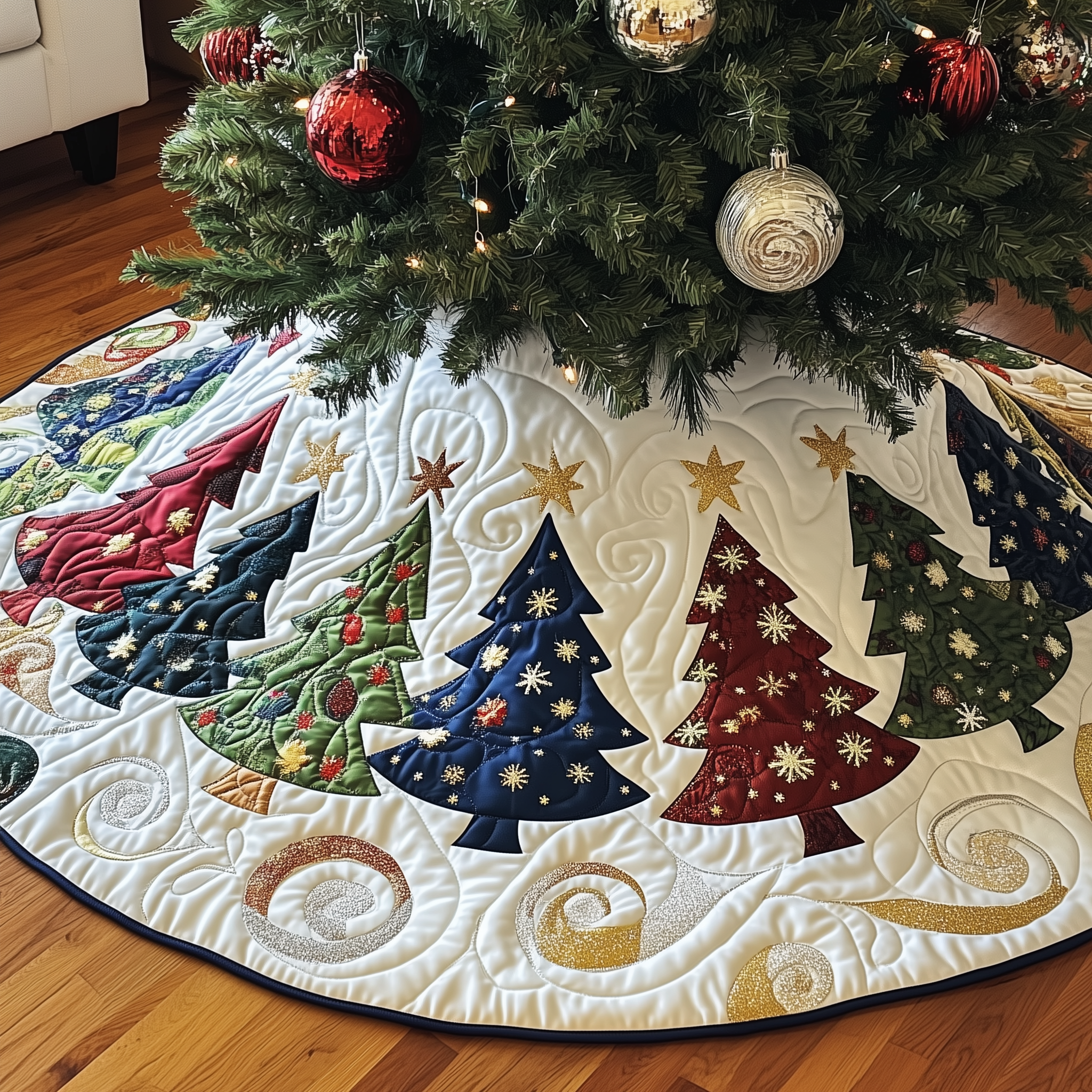 Christmas Tree Quilted Tree Skirt Christmas Tree Decor Warm And Cozy Holiday Decor