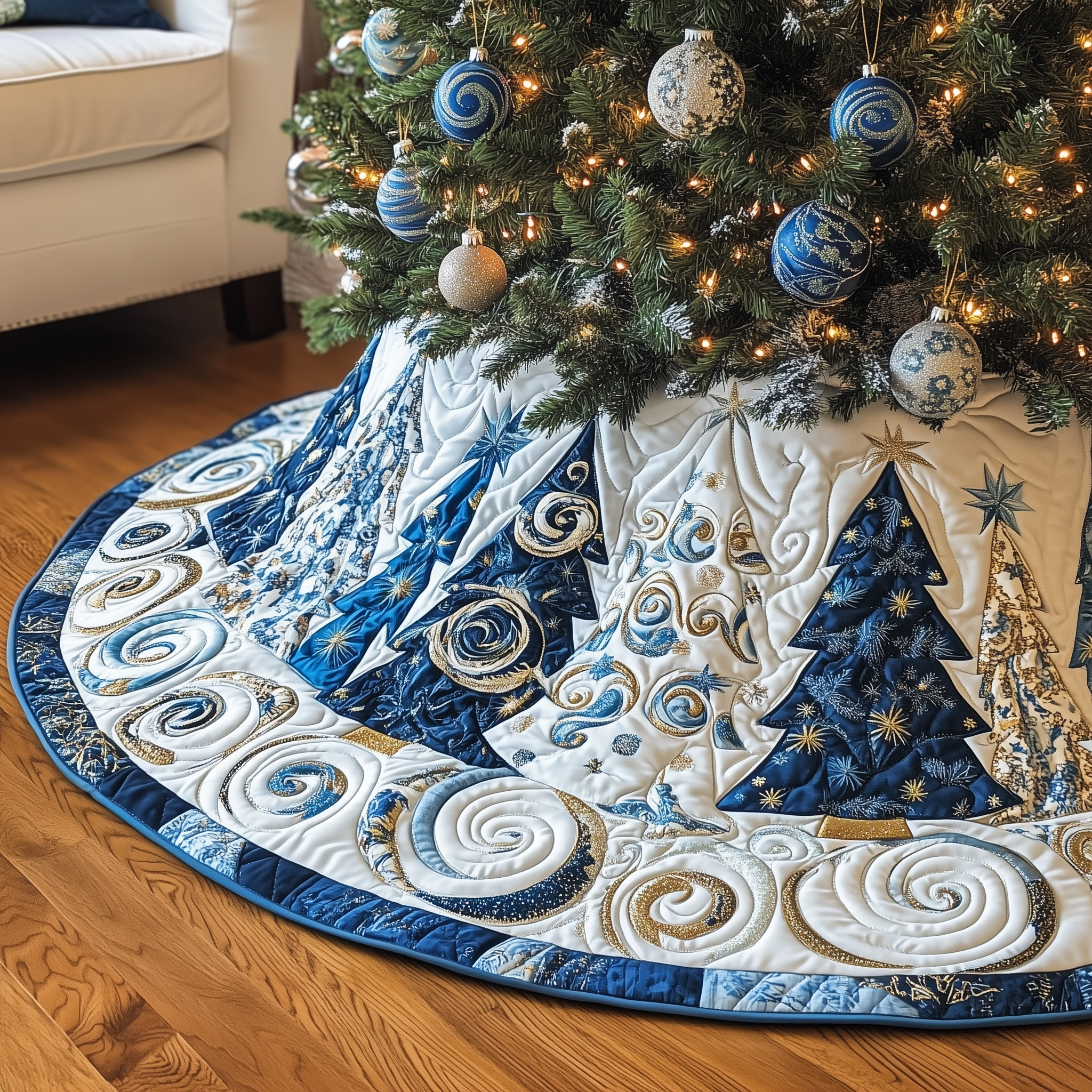 Christmas Tree Quilted Tree Skirt Cozy Holiday Home Decor Christmas Hearth And Home Decor