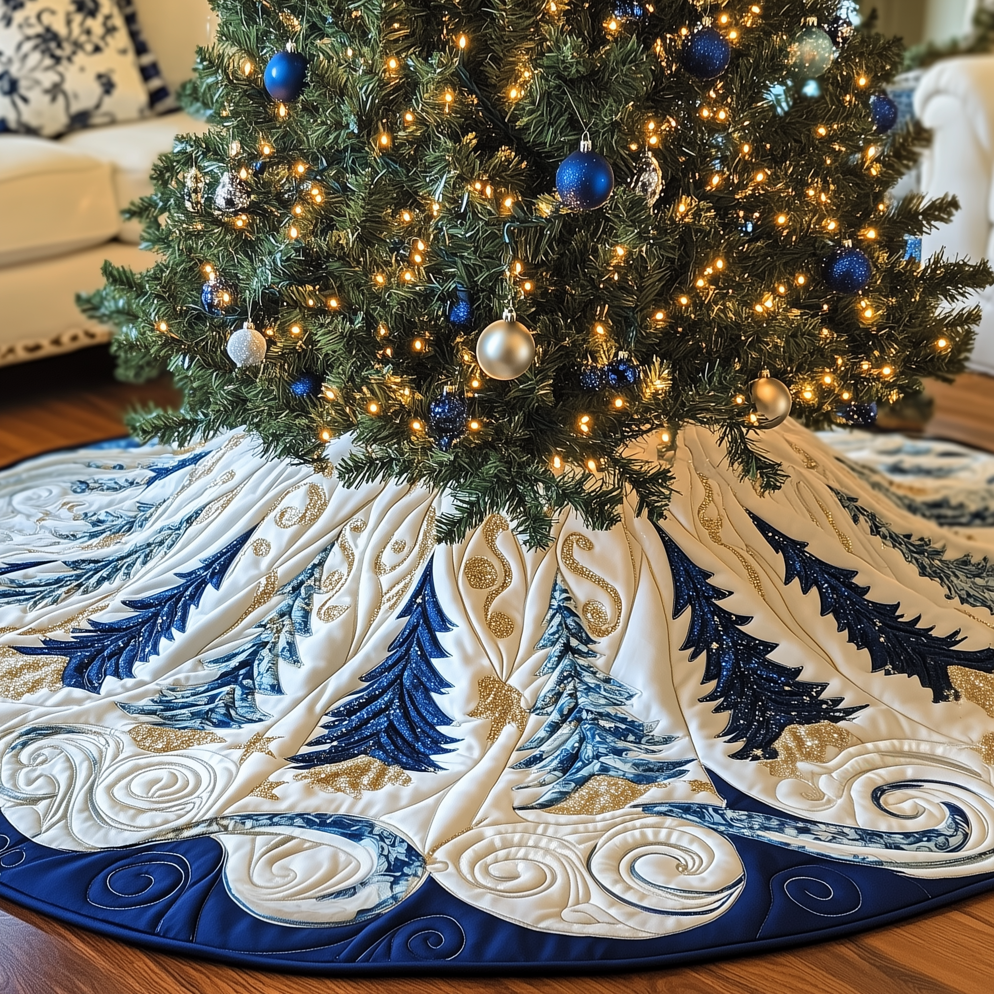 Christmas Tree Quilted Tree Skirt Magical Christmas Spirit Merch