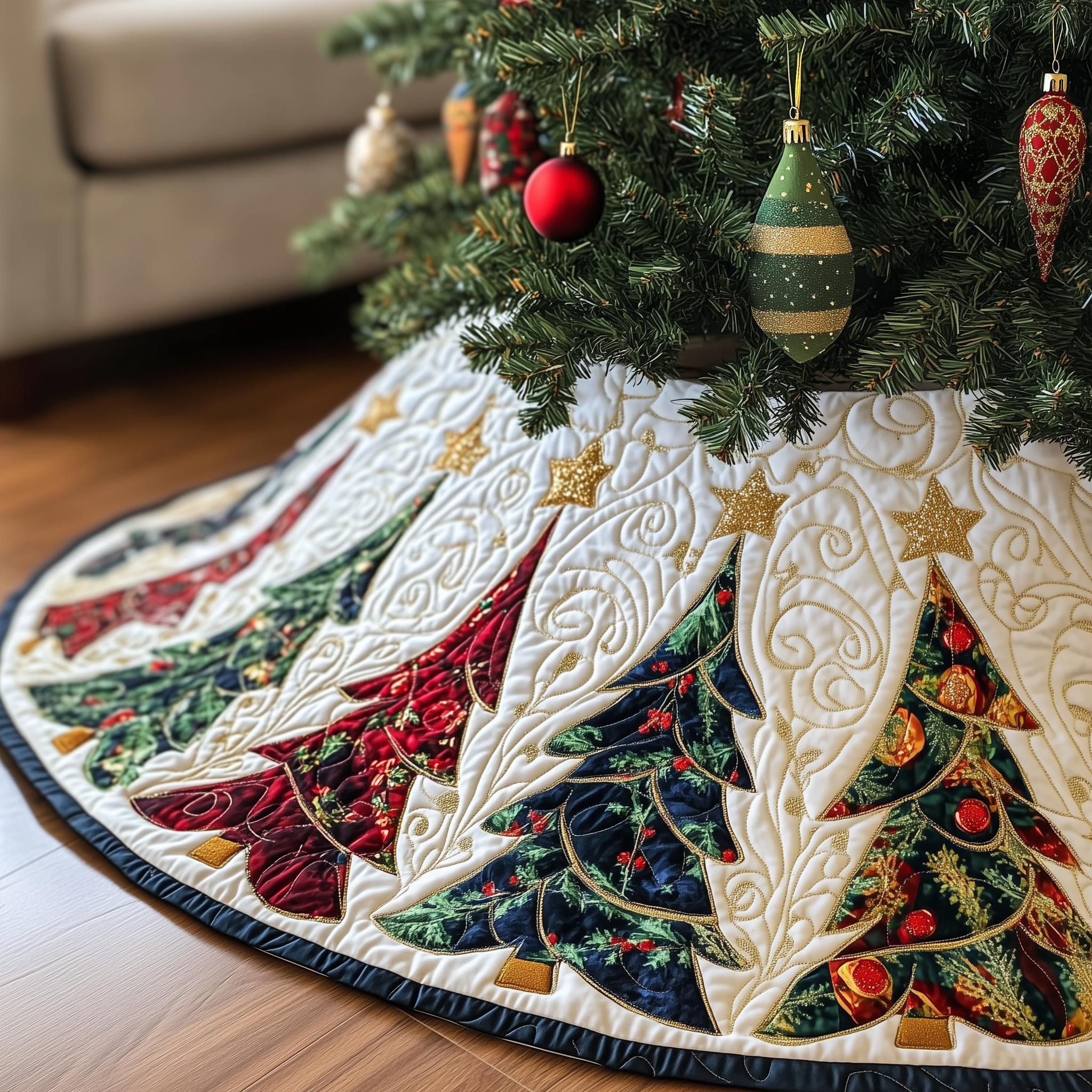 Christmas Tree Quilted Tree Skirt Perfect Tree Skirt Decoration Merch