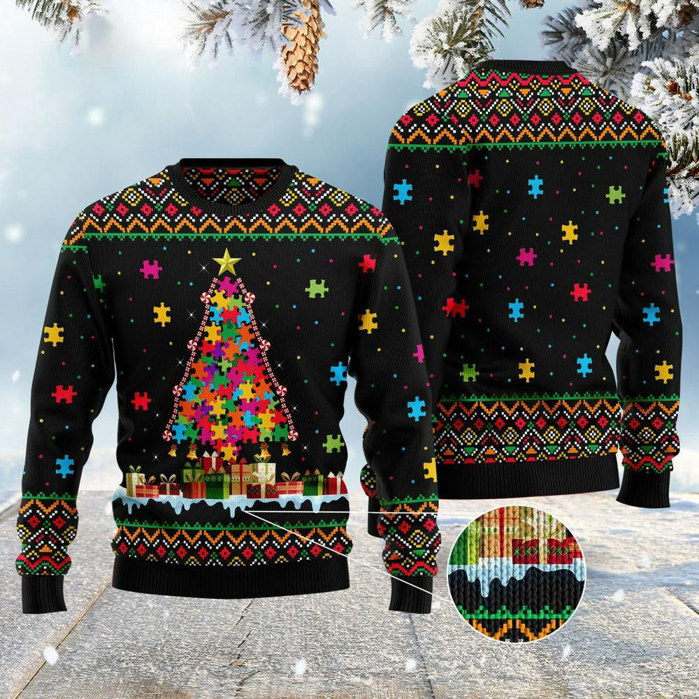 Christmas Tree Ugly Sweater Autism Tree Christmas Ugly Christmas Sweater Gifts For Couples