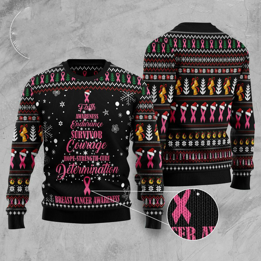 Christmas Tree Ugly Sweater Breast Cancer Christmas Tree Ugly Christmas Sweater Gifts For Couples