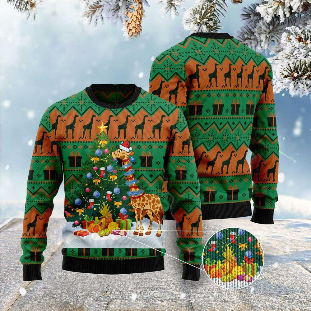 Christmas Tree Ugly Sweater Christmas Tree Giraffe Ugly Christmas Sweater Gifts For Couples