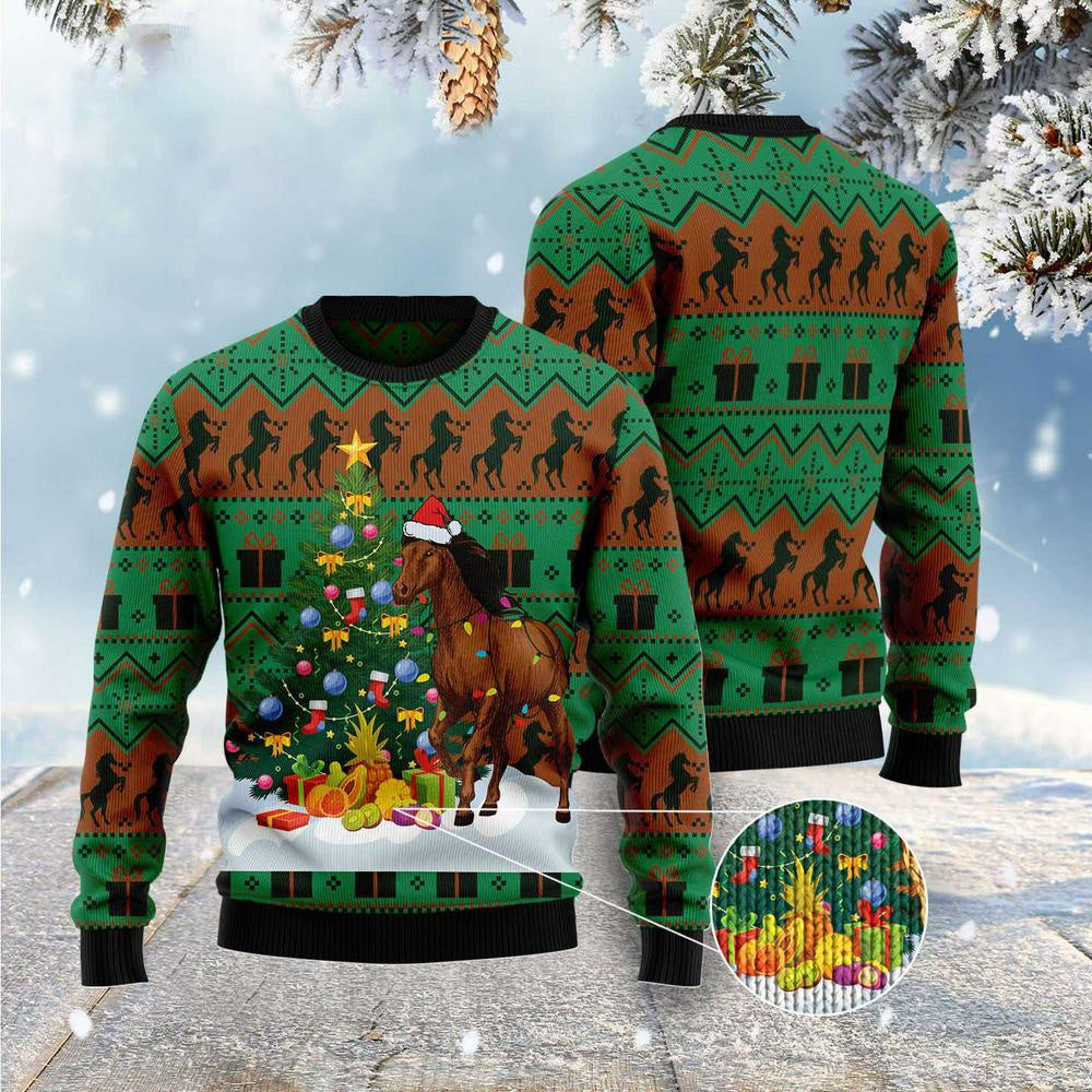 Christmas Tree Ugly Sweater Christmas Tree Horse Ugly Christmas Sweater Gifts For Couples