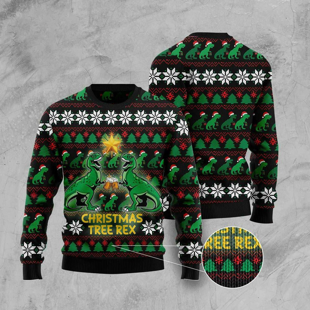 Christmas Tree Ugly Sweater Christmas Tree Rex Ugly Christmas Sweater Gifts For Couples