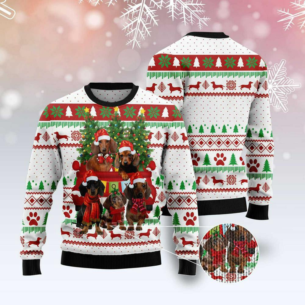 Christmas Tree Ugly Sweater Dachshund Red Truck Christmas Tree Ugly Christmas Sweater Gifts For Couples