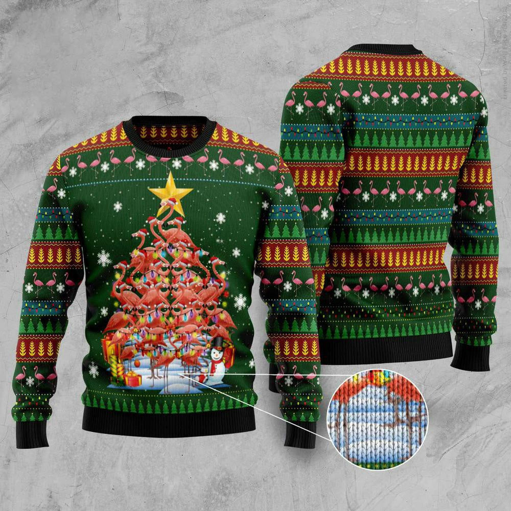 Christmas Tree Ugly Sweater Flamingo Christmas Tree Snowman Ugly Christmas Sweater Gifts For Couples