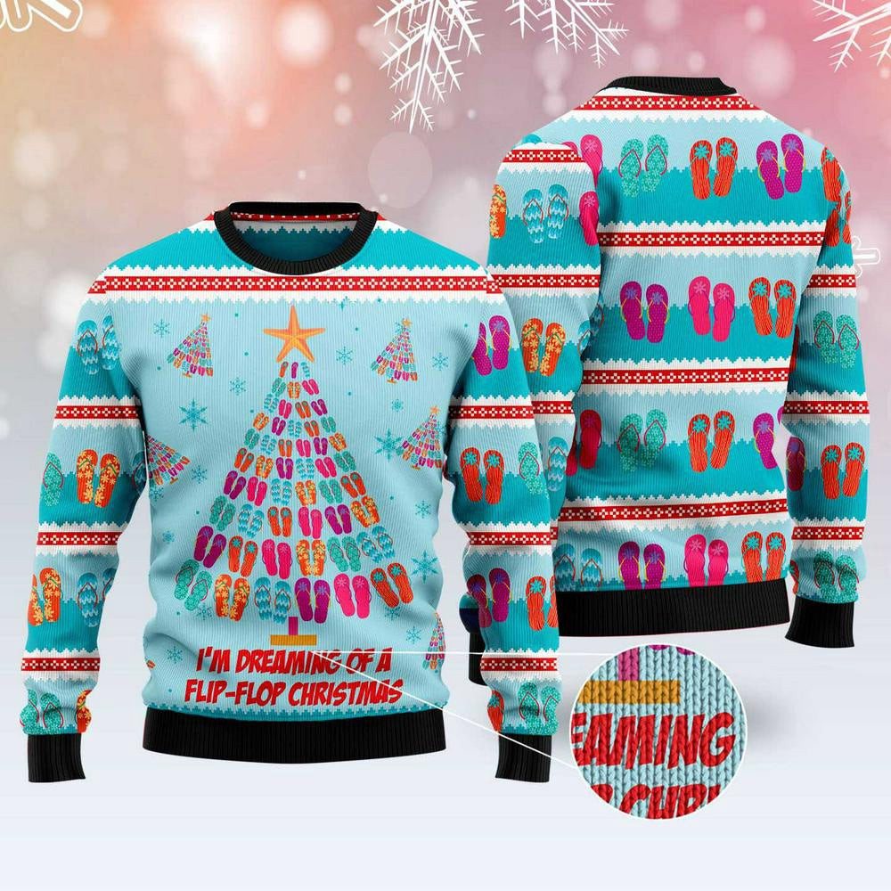Christmas Tree Ugly Sweater Flip-Flops Christmas Tree Ugly Christmas Sweater Gifts For Couples