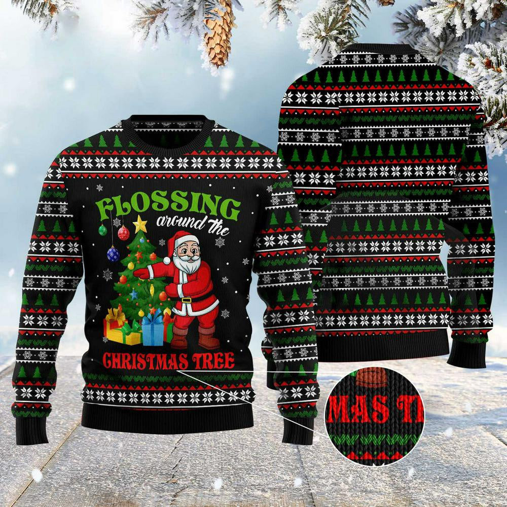 Christmas Tree Ugly Sweater Flossing Around The Christmas Tree Ugly Christmas Sweater Gifts For Couples