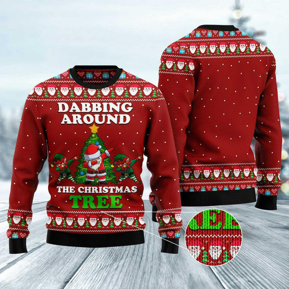 Christmas Tree Ugly Sweater Santa Claus And Goblin Ugly Christmas Sweater Gifts For Couples