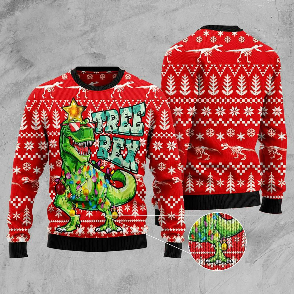 Christmas Tree Ugly Sweater Tree Rex T-Rex Dinosaur Ugly Christmas Sweater Gifts For Couples