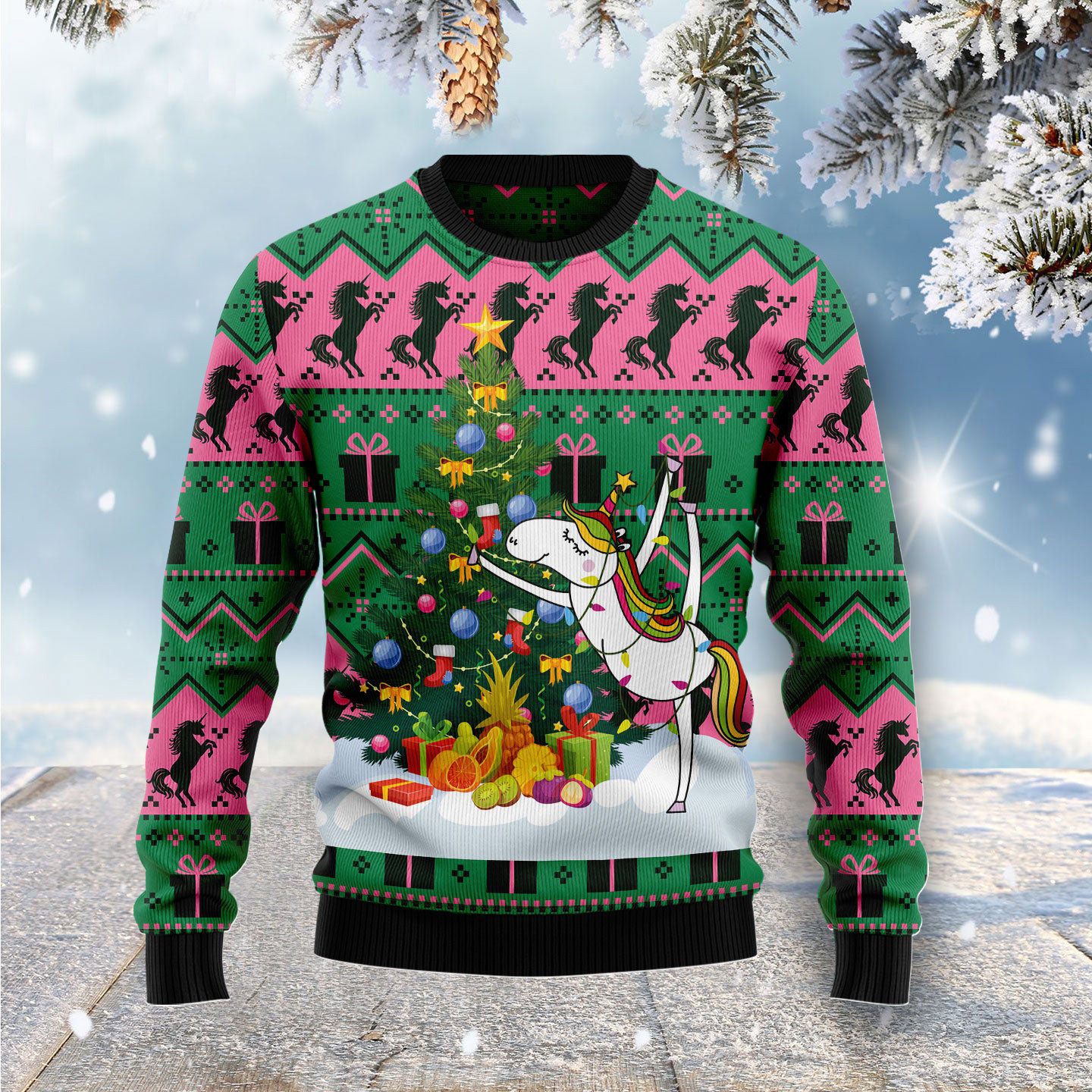 Christmas Tree Unicorn Ugly Christmas Sweater Cute Xmas Clothing Unicorn Gifts
