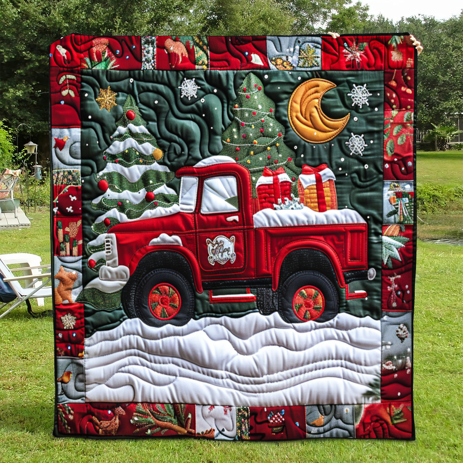 Christmas Truck Quilted Blanket Christmas Gifts For Grandparents