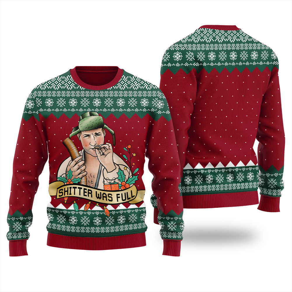 Christmas Vacation Shitters Full Mens Ugly Xmas Sweaters Cardinal Red Unique Holiday Merch Gift for Home and Family