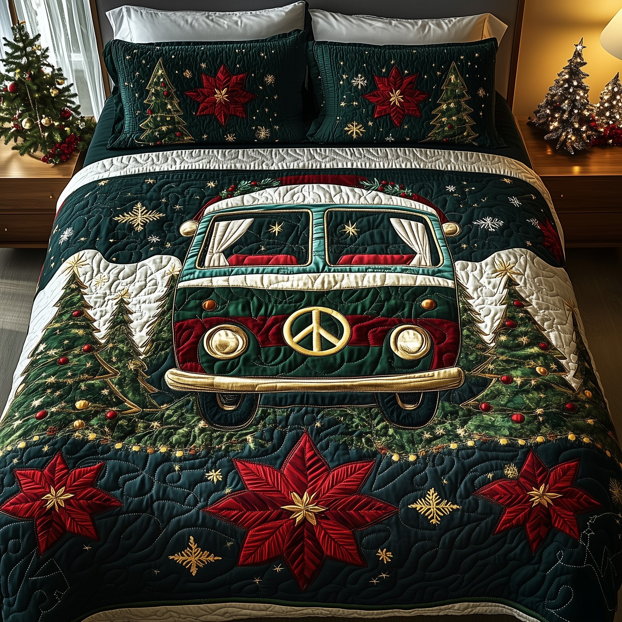 Christmas Van Journey Duvet Cover Set Holiday Season Merch