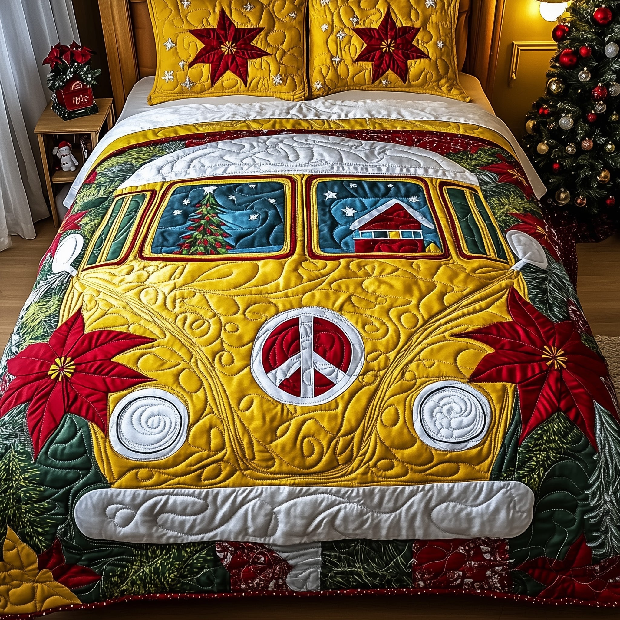 Christmas Van Journey Duvet Cover Set Merch For Cozy Nights