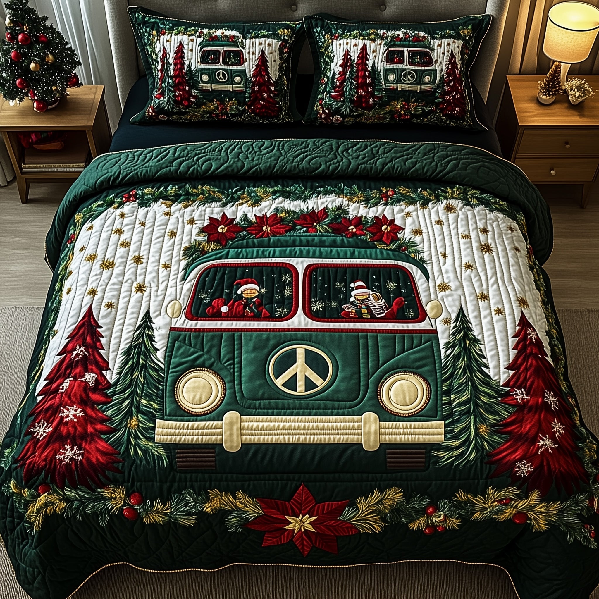 Christmas Van Journey Duvet Cover Set Merch For Home And Bedroom