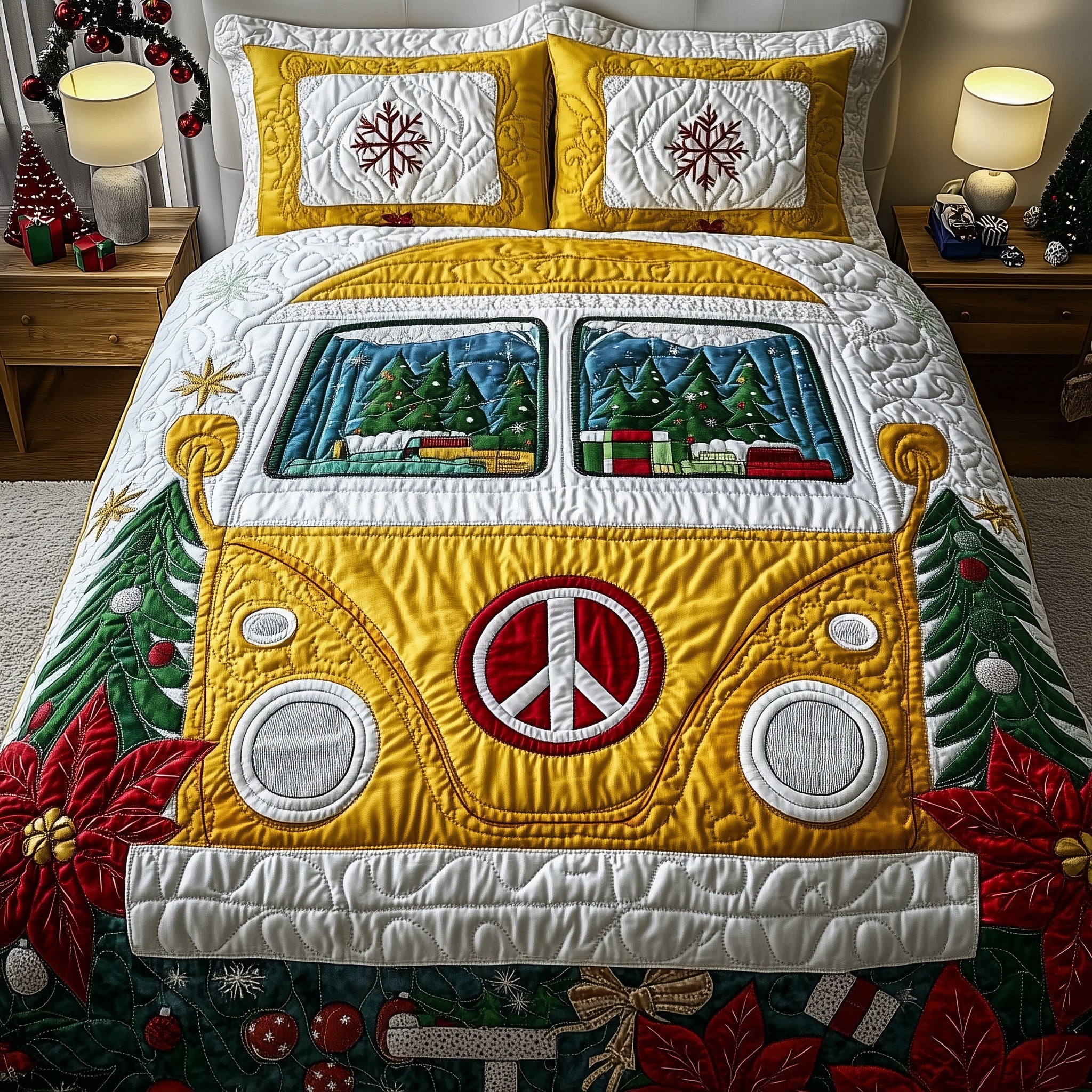 Christmas Van Journey Duvet Cover Set Merch For Relaxing Moments