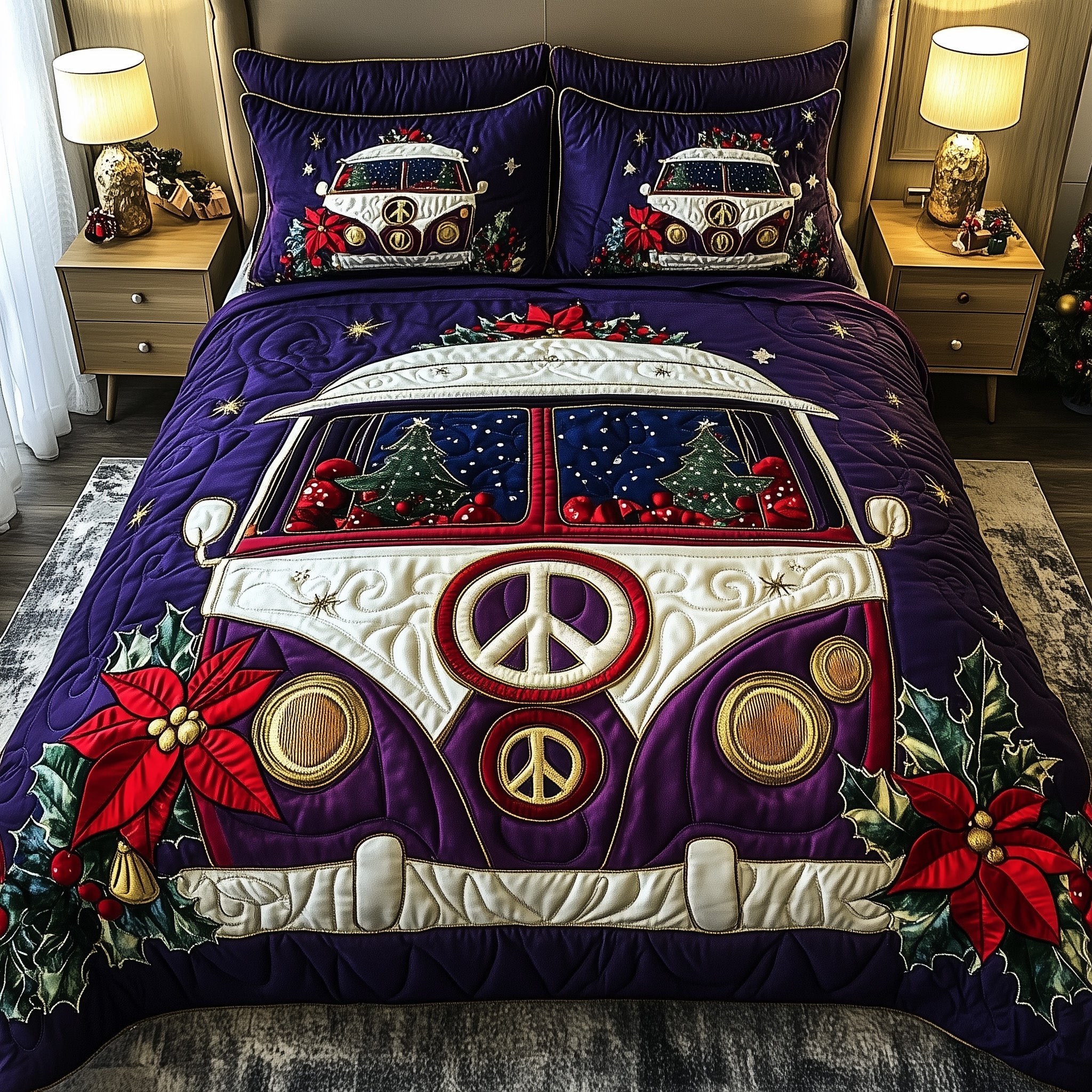 Christmas Van Journey Duvet Cover Set Summer Merch Vibes