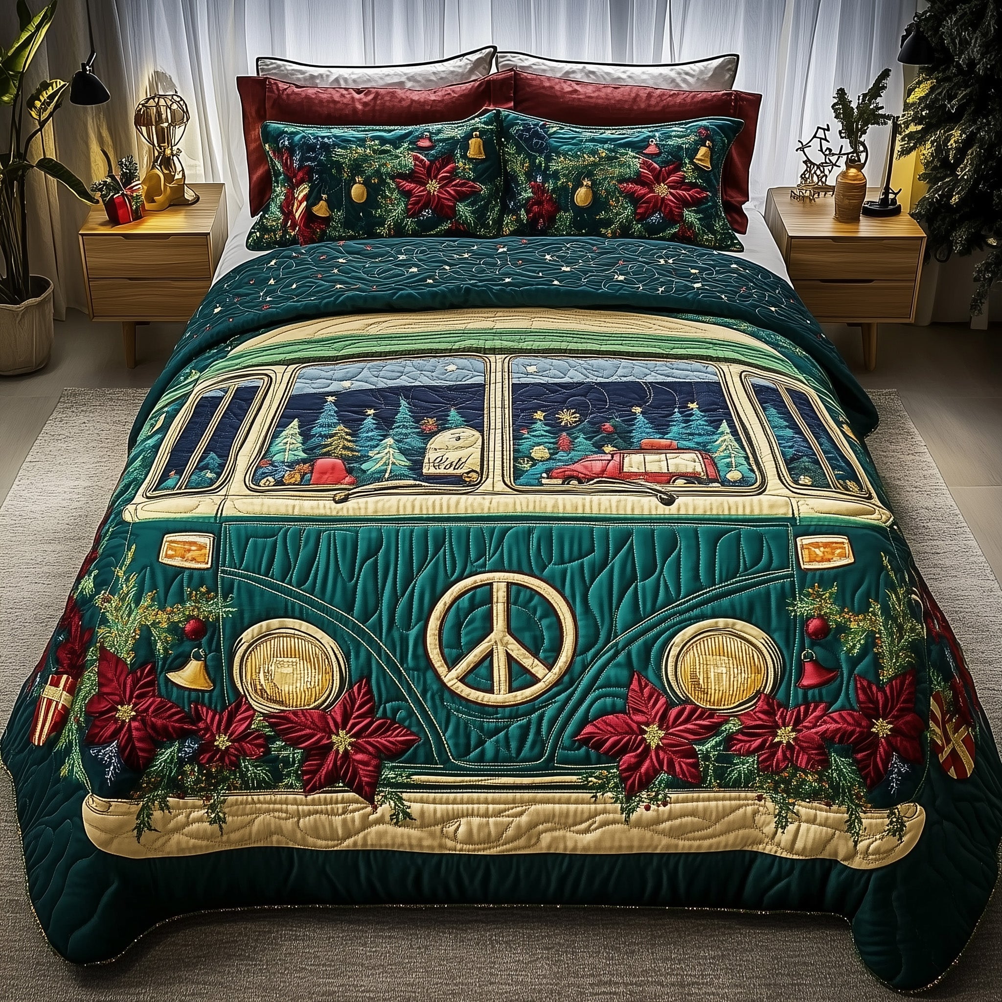 Christmas Van Journey Duvet Cover Set Winter Merch Essentials