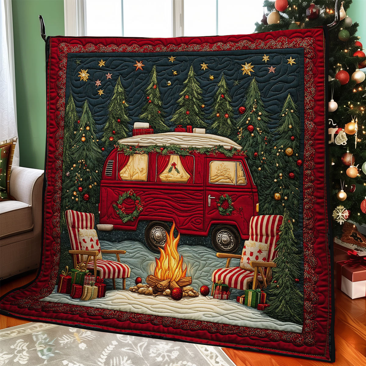 Christmas Van Quilt Blanket Winter Blanket Christmas Gifts For Newlyweds