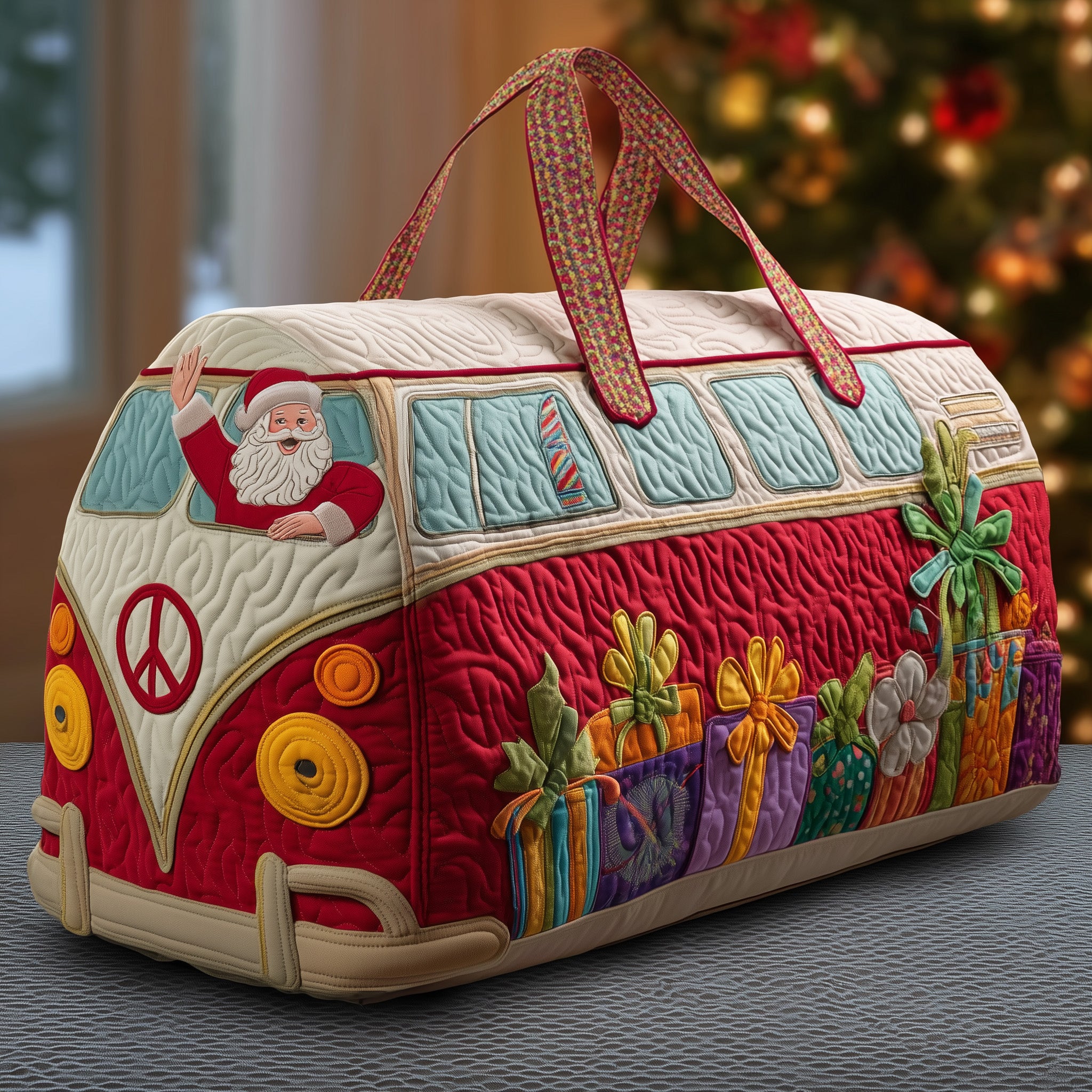 Christmas Van Quilted Duffle Bag Compact And Spacious