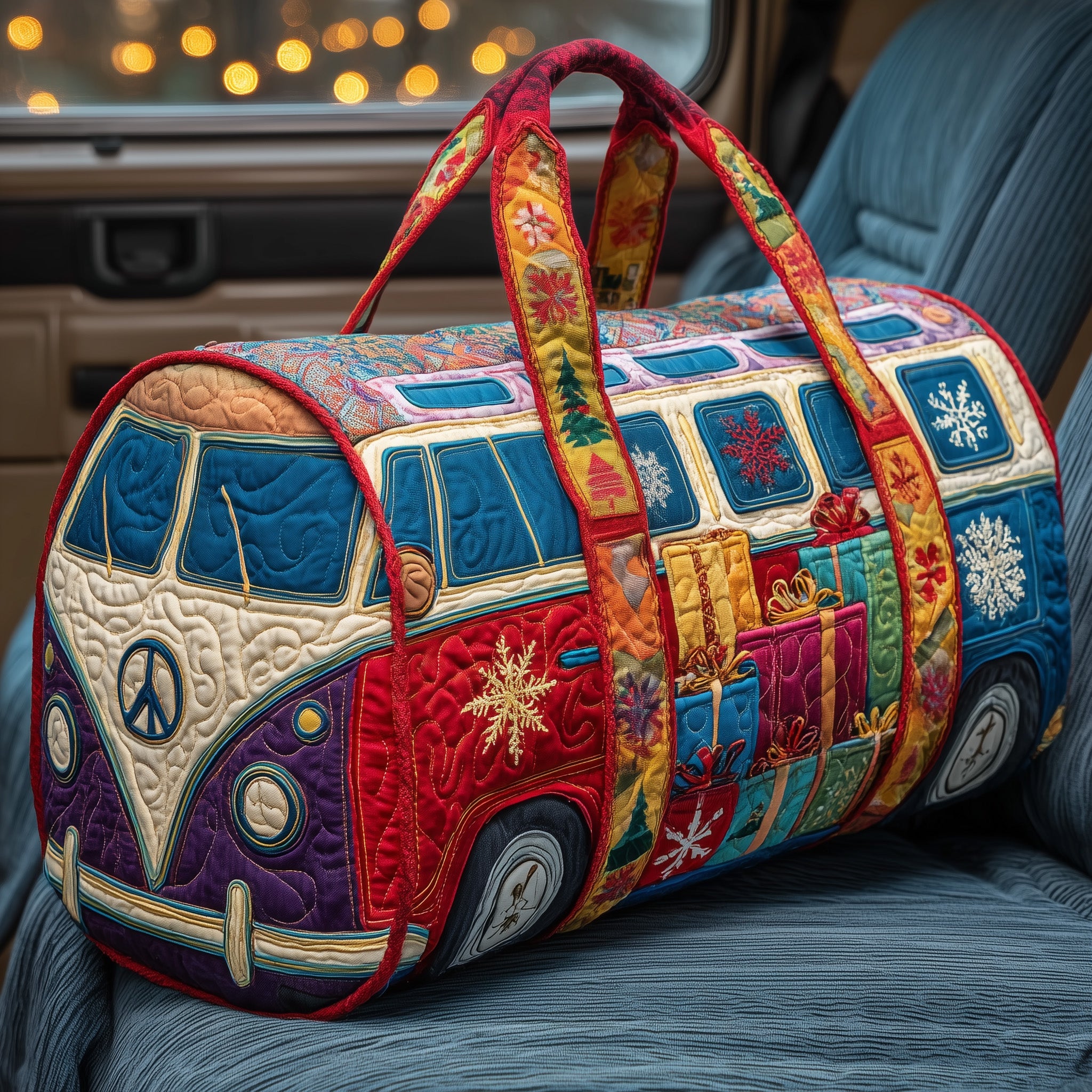 Christmas Van Quilted Duffle Bag Easy To Clean Surface