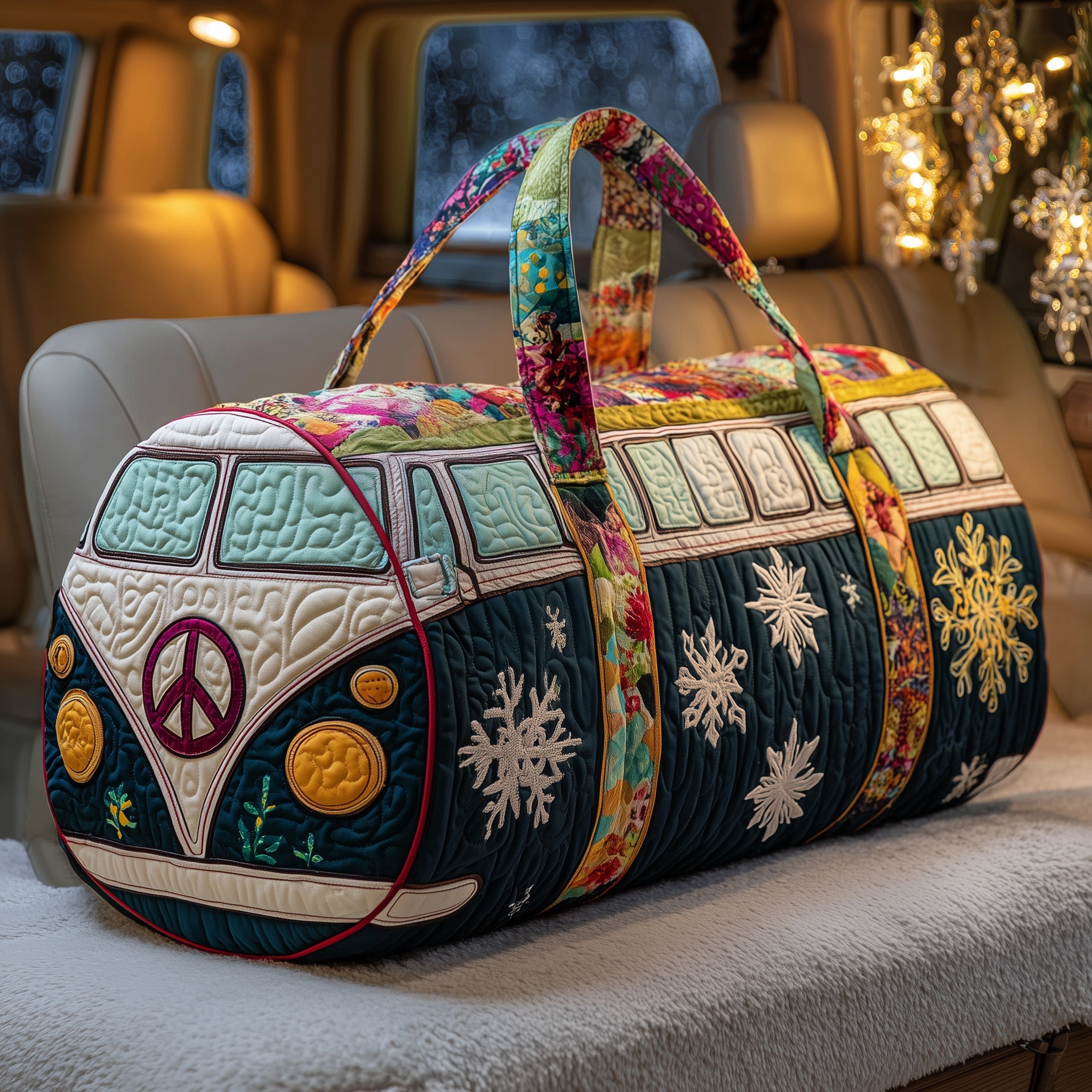 Christmas Van Quilted Duffle Bag Mother's Day Gift Idea