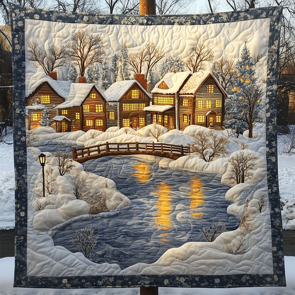 Christmas Village By The River Quilt Perfect Holiday Gift for Blanket Lovers