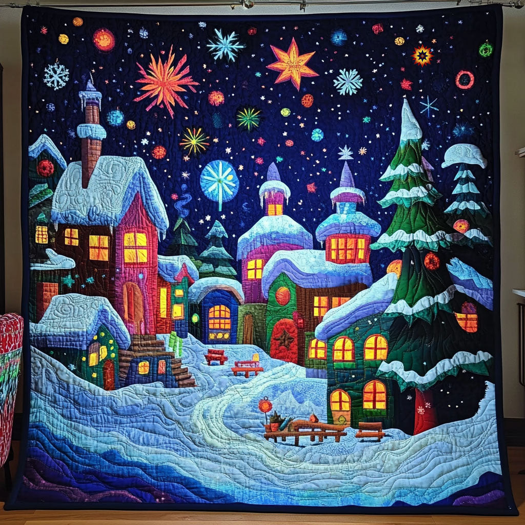 Christmas Village Cool Holiday Christmas Quilt Blanket Christmas Gift Baskets For Families