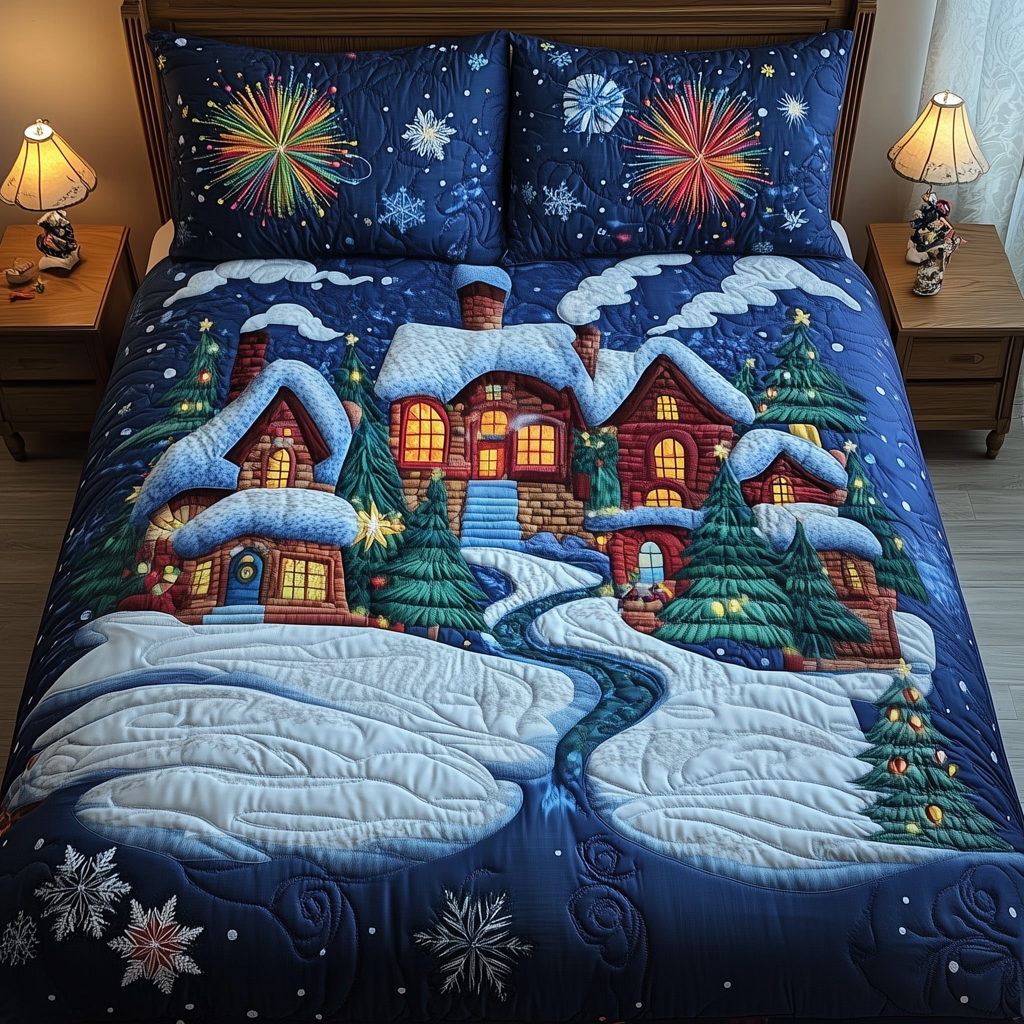 Christmas Village Duvet Cover Set Stylish Merch Design