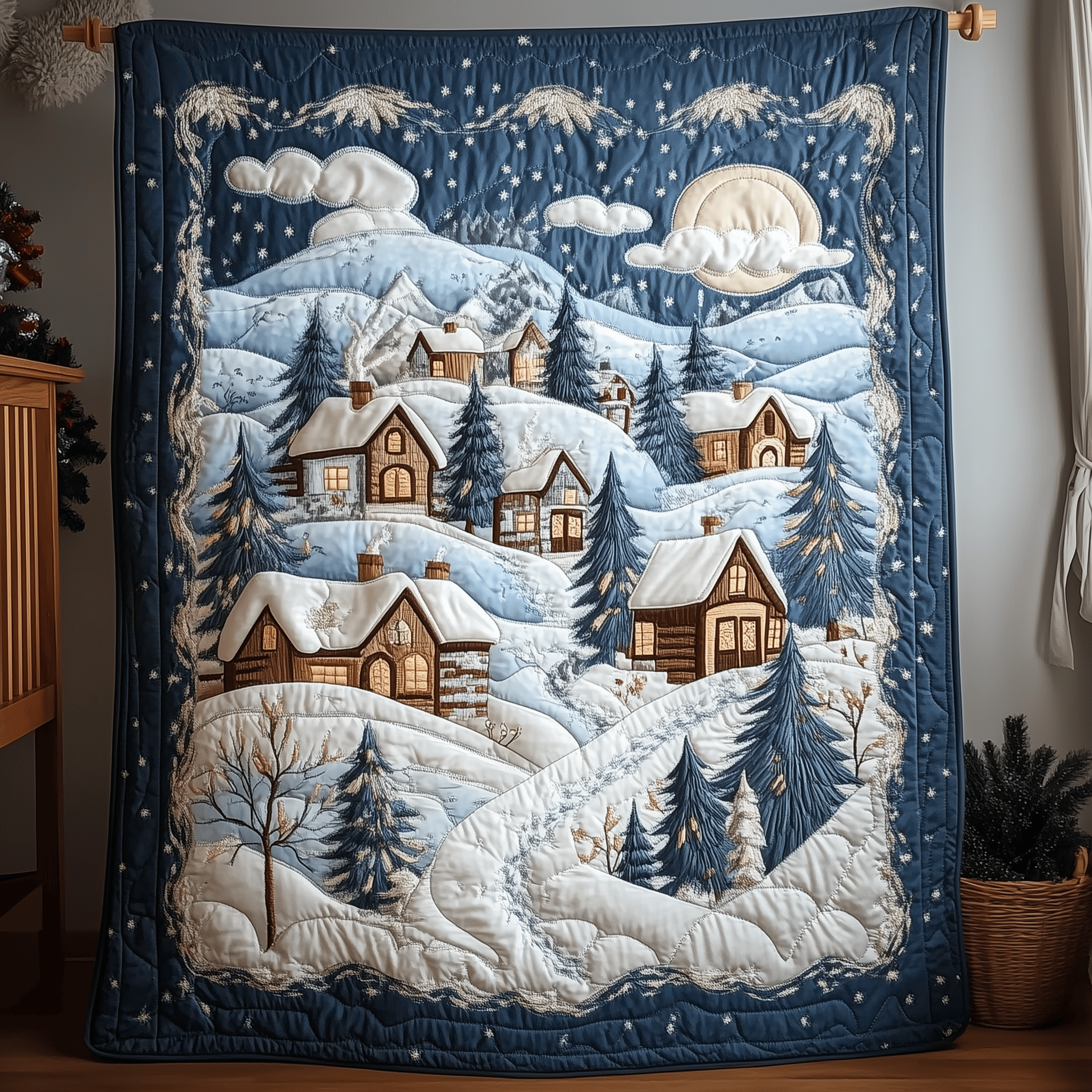 Christmas Village Quilted Blanket Christmas Quilted Blanket Christmas Gifts For Parents
