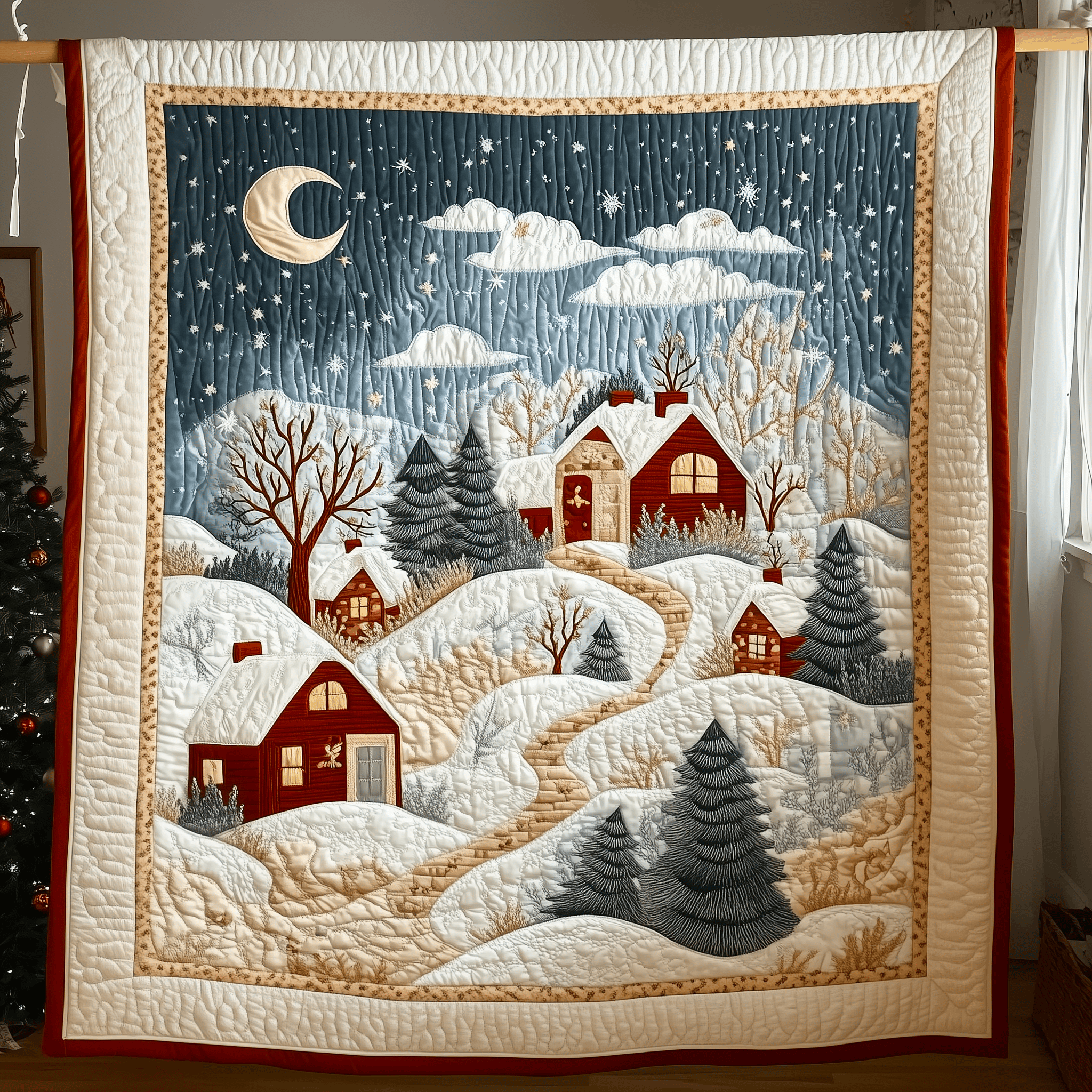 Christmas Village Quilted Blanket Christmas Throw Blanket Christmas Presents For Wife