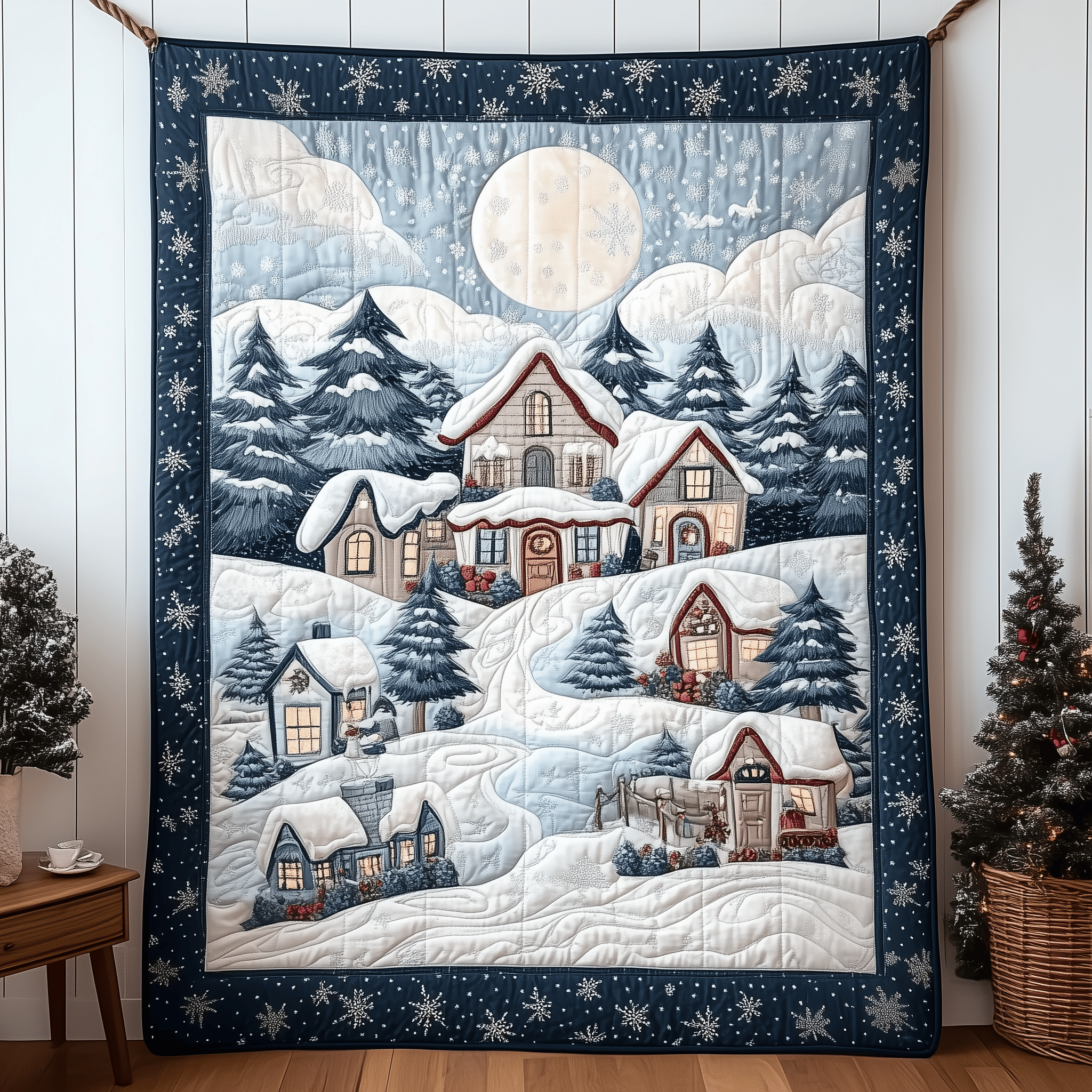 Christmas Village Quilted Blanket Christmas Throw Blanket Unique Christmas Gifts For Grandparents