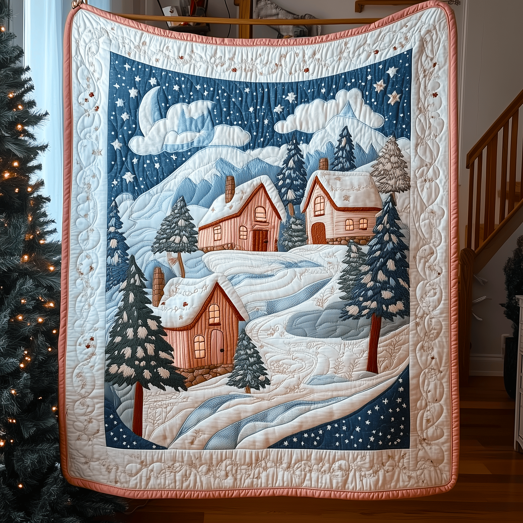 Christmas Village Quilted Blanket Holiday Blanket Brother In Law Gifts For Christmas