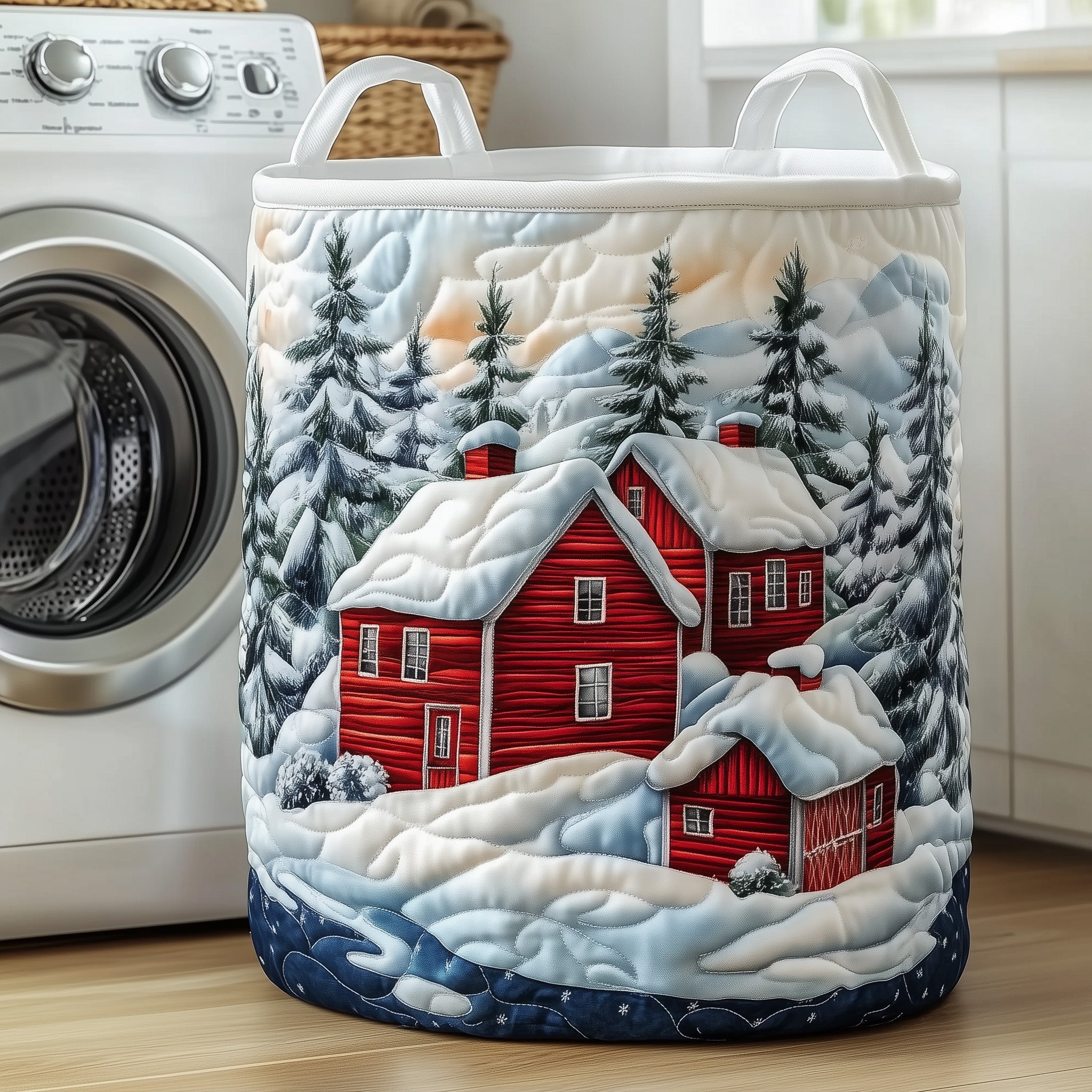 Christmas Village Quilted Laundry Basket Great Christmas Gifts For Wife