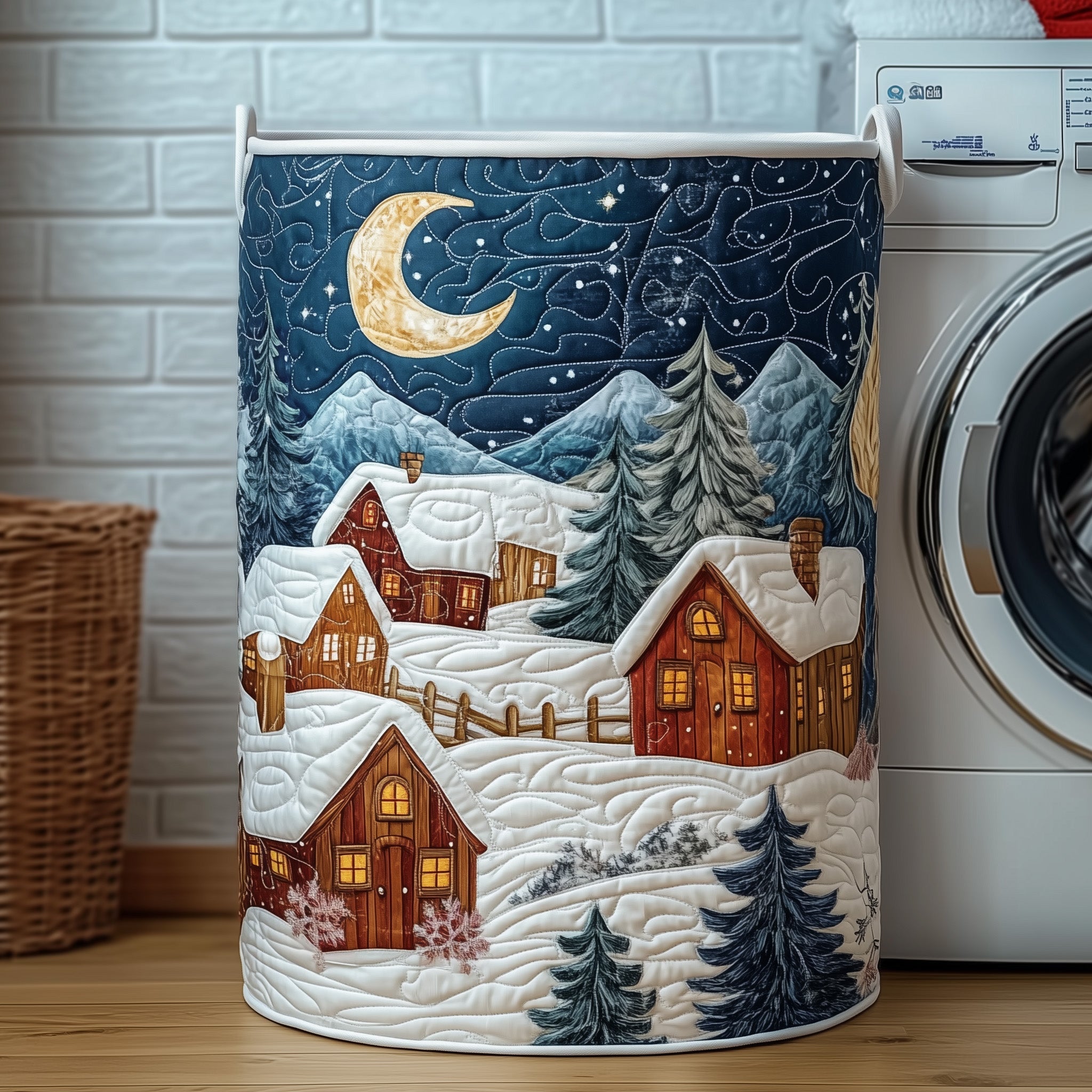 Christmas Village Quilted Laundry Basket Suggestions For Family Christmas Gifts