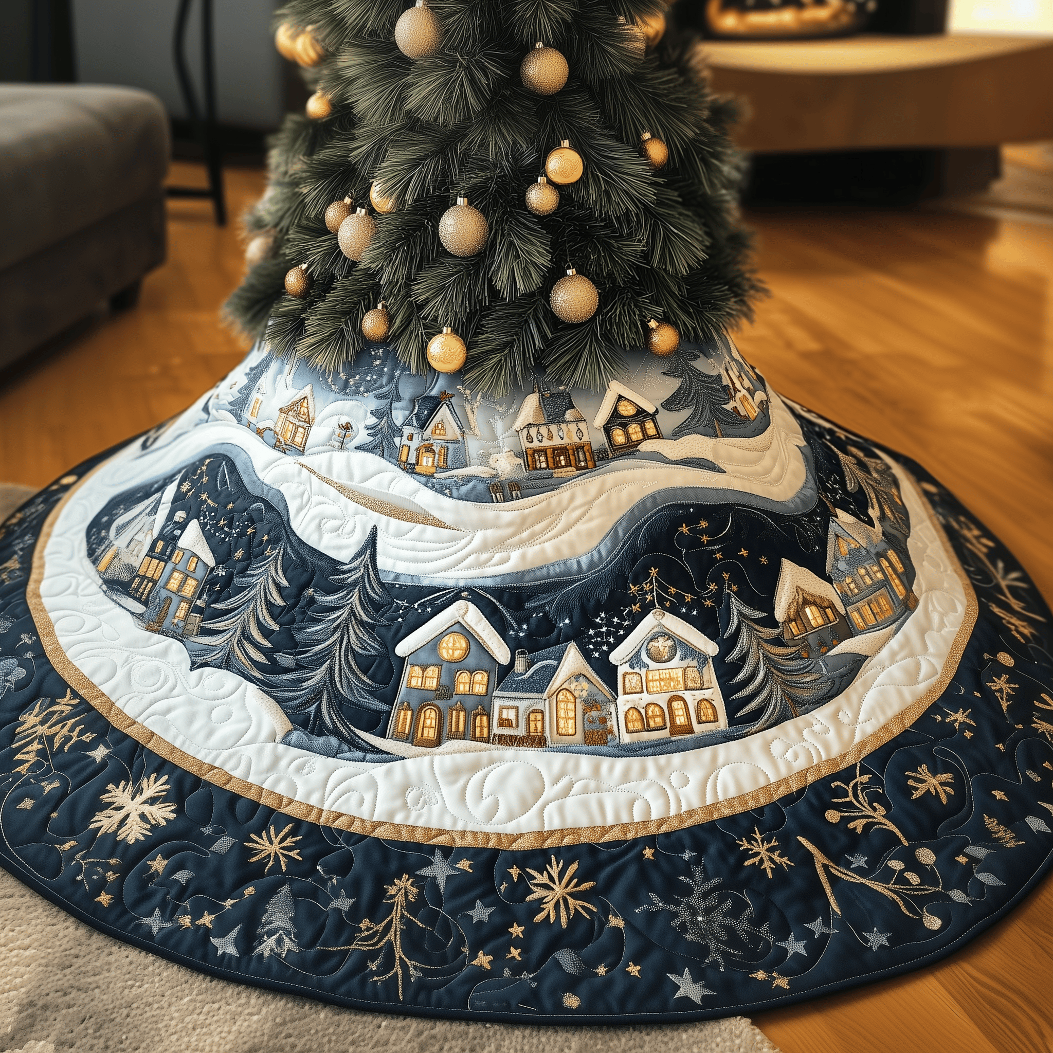 Christmas Village Quilted Tree Skirt Antique Christmas Tree Skirt Daughter To Mummy Christmas Gifts