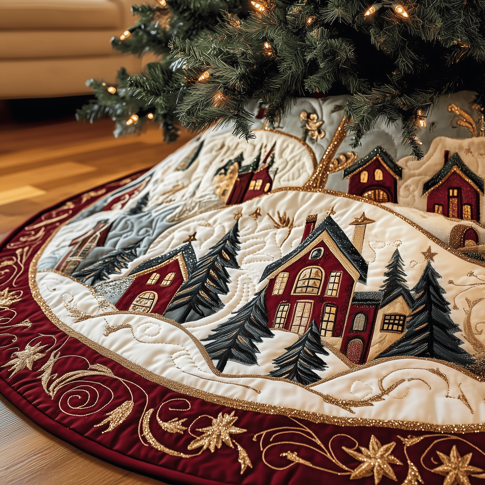 Christmas Village Quilted Tree Skirt Antique Christmas Tree Skirt Daughter To Mummy Gifts