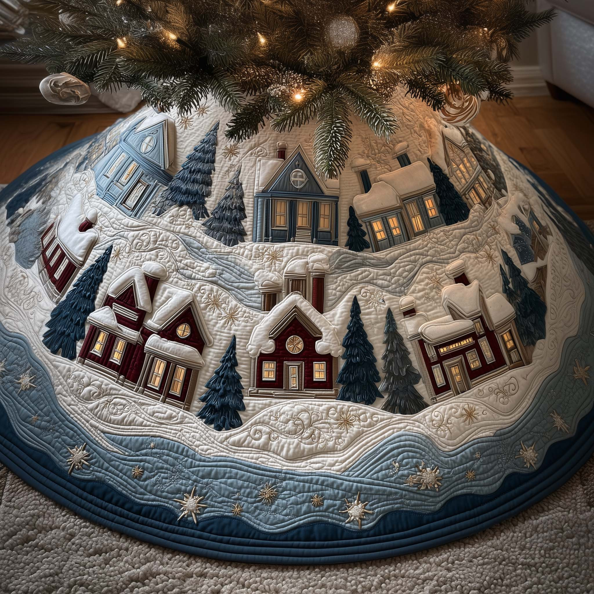 Christmas Village Quilted Tree Skirt Christmas Tree Decor Best Gifts For Christmas