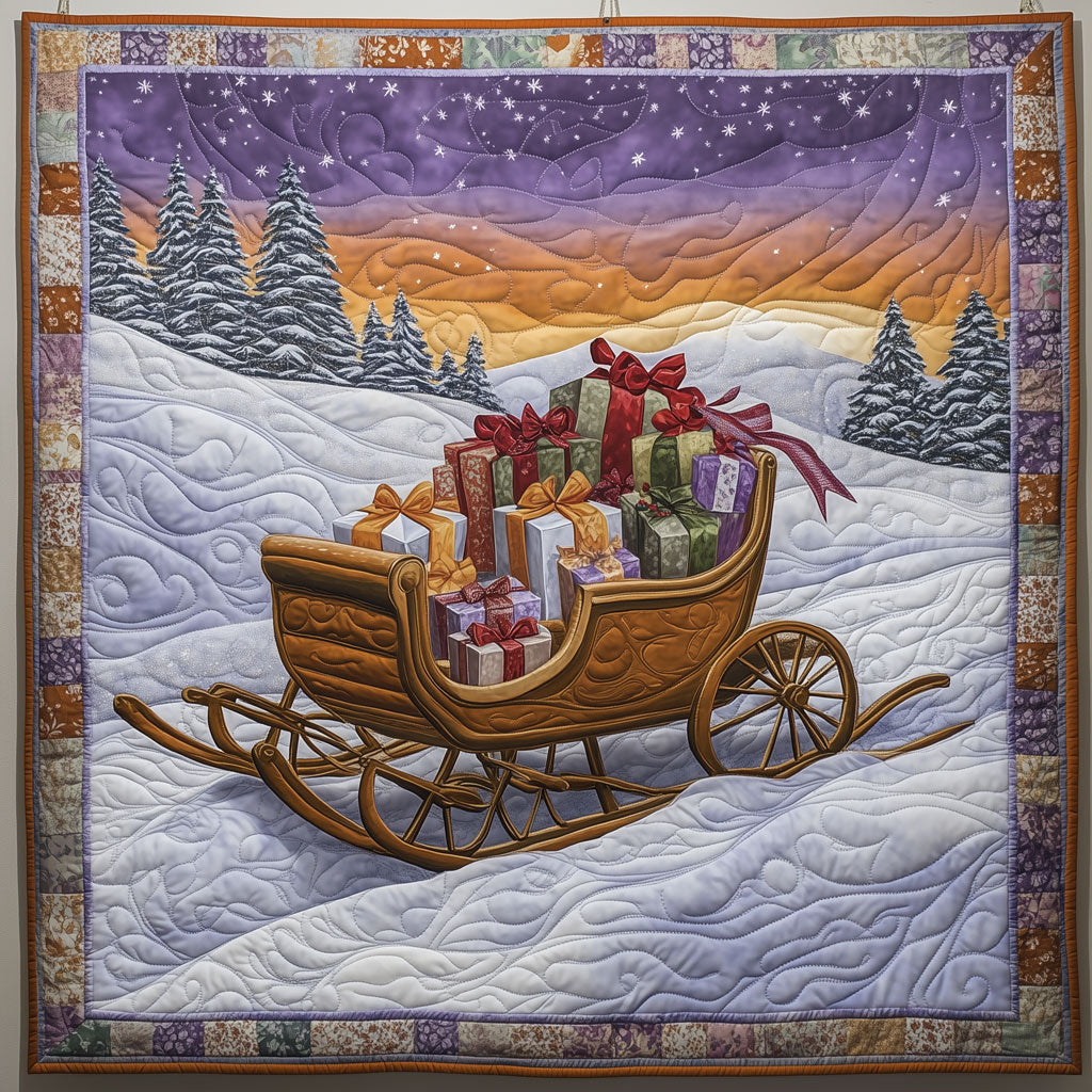 Christmas Vintage Sleigh Quilt Perfect Quilt Blanket Gift for Family and Friends