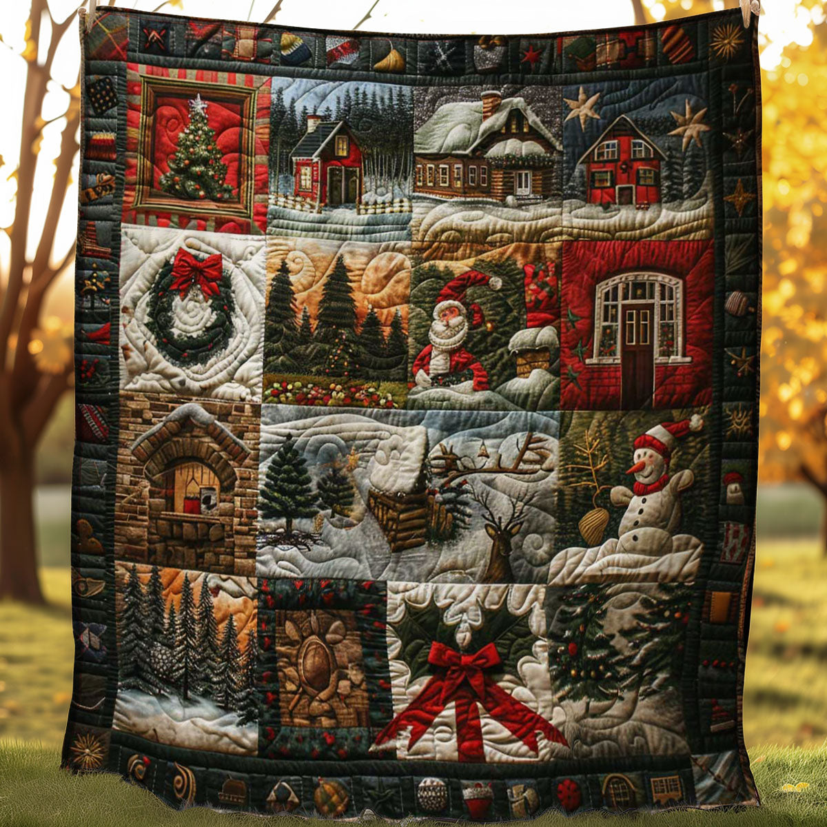 Christmas Warmth Quilt Blanket Throw Blankets For Couch Meaningful Gifts For Grandma