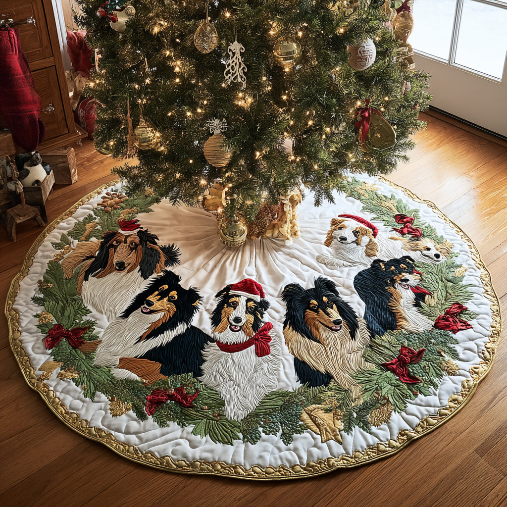 Christmas Watcher Christmas Quilted Tree Skirt Xmas Indoor Decorations Great Gifts For Dog Owners