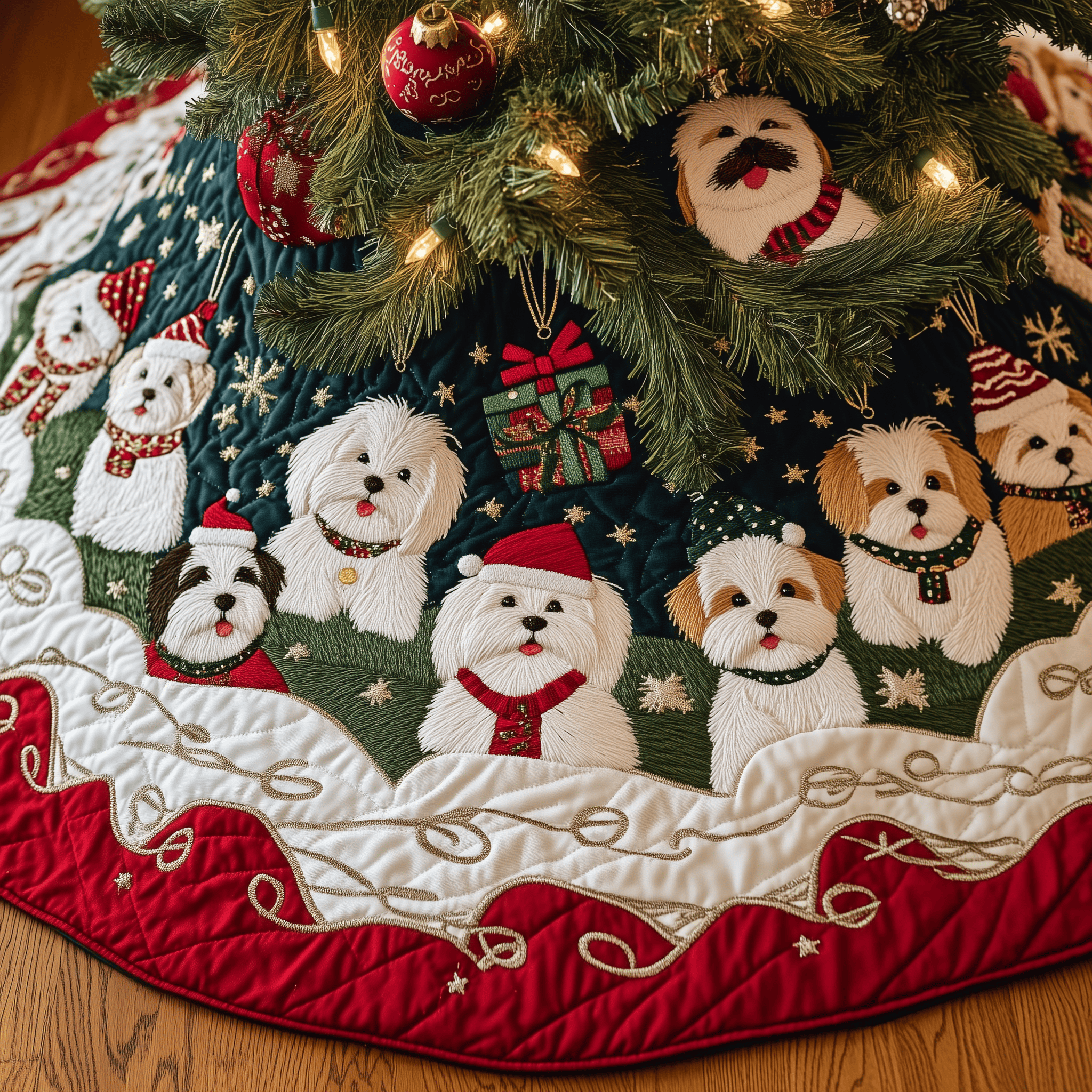 Christmas Westie Quilted Tree Skirt Christmas Tree Skirt Gift For Dog Lovers