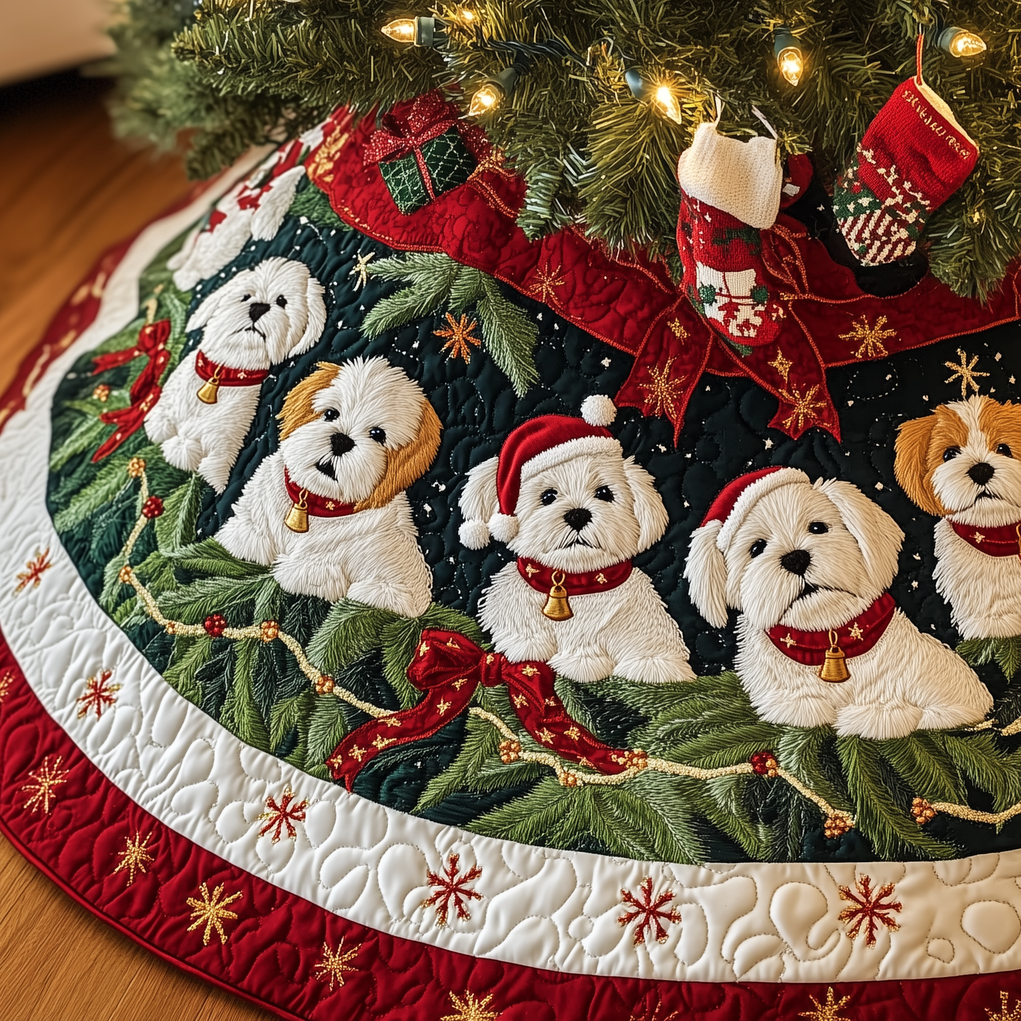 Christmas Westie Quilted Tree Skirt Westie Christmas Tree Decorations Dog Owners Gifts